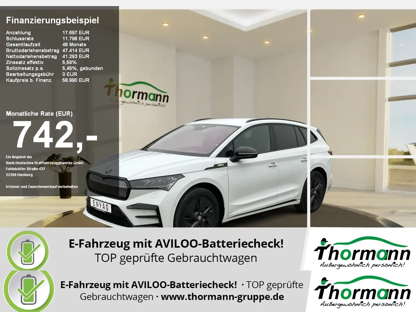 Skoda Enyaq RS Lounge Blanc - 1