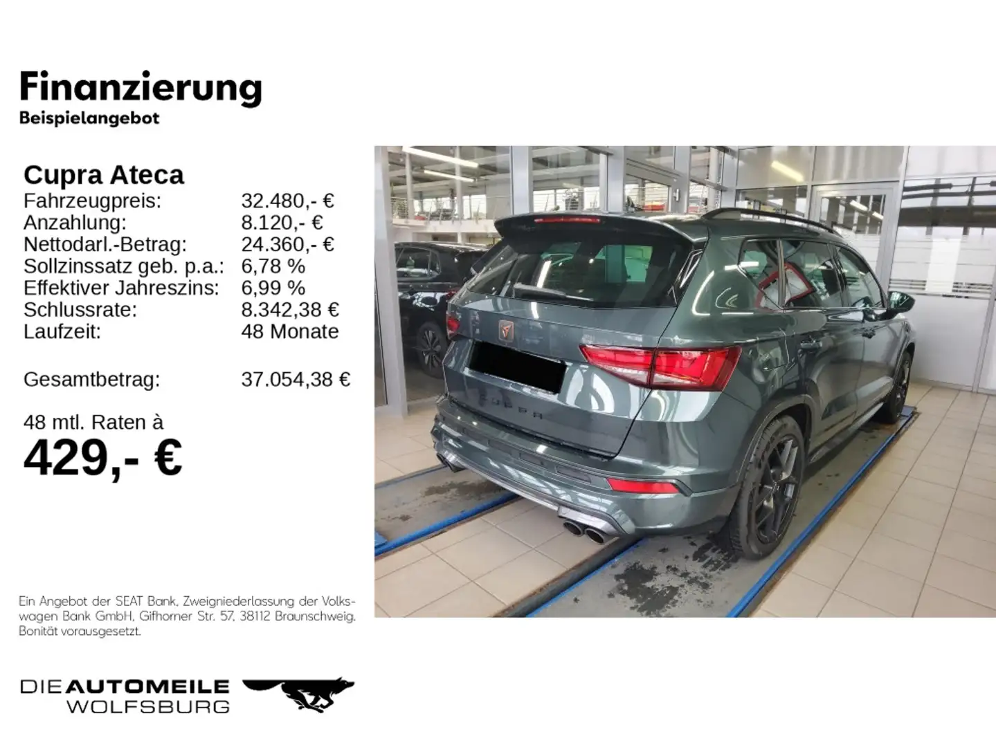 CUPRA Ateca 2.0 TSI DSG 4Drive VZ AHK/ACC/Rückkam Grün - 2