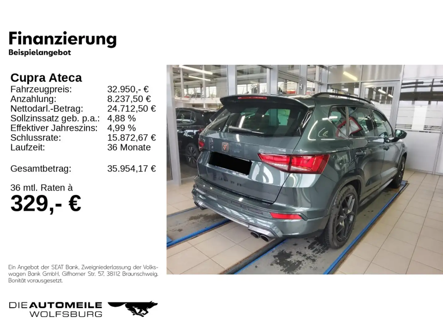 CUPRA Ateca 2.0 TSI DSG 4Drive VZ AHK/ACC/Rückkam Grün - 2