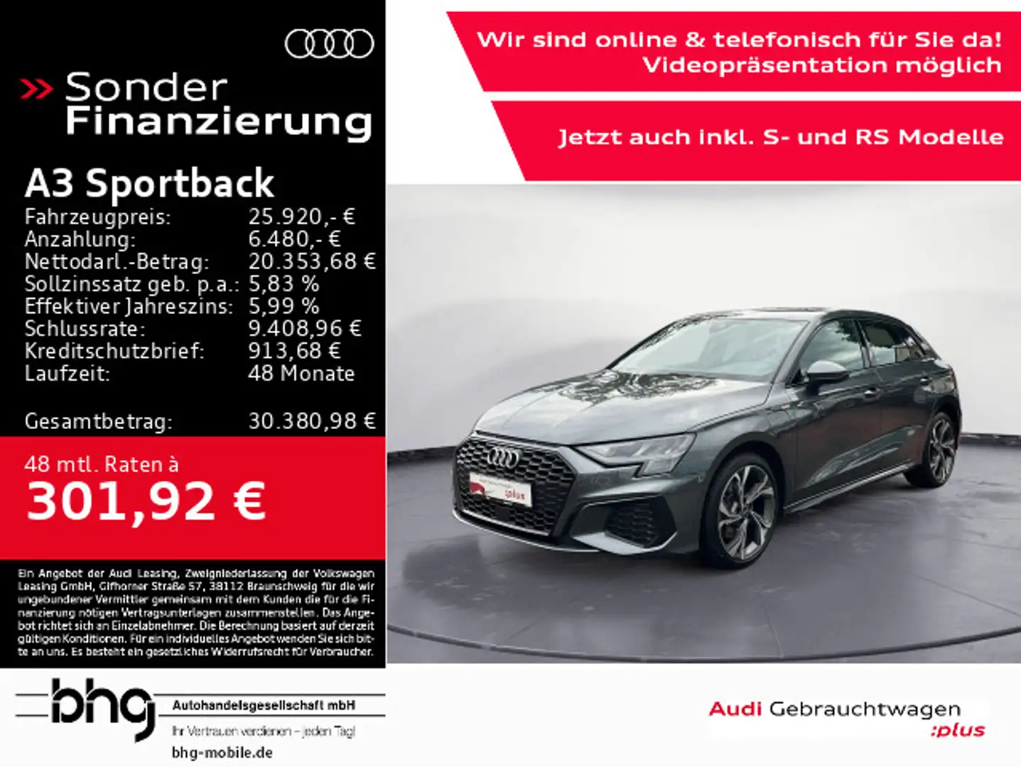 Audi A3 40 TFSIe S-line LED/Clima/Assist/SH Gris - 1