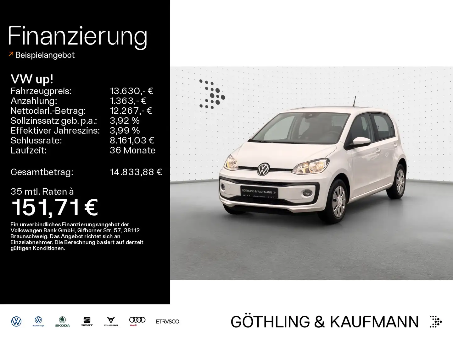 Volkswagen up! move up! 1.0 MPI*KAM*SHZ*PDC*GRA* Weiß - 1