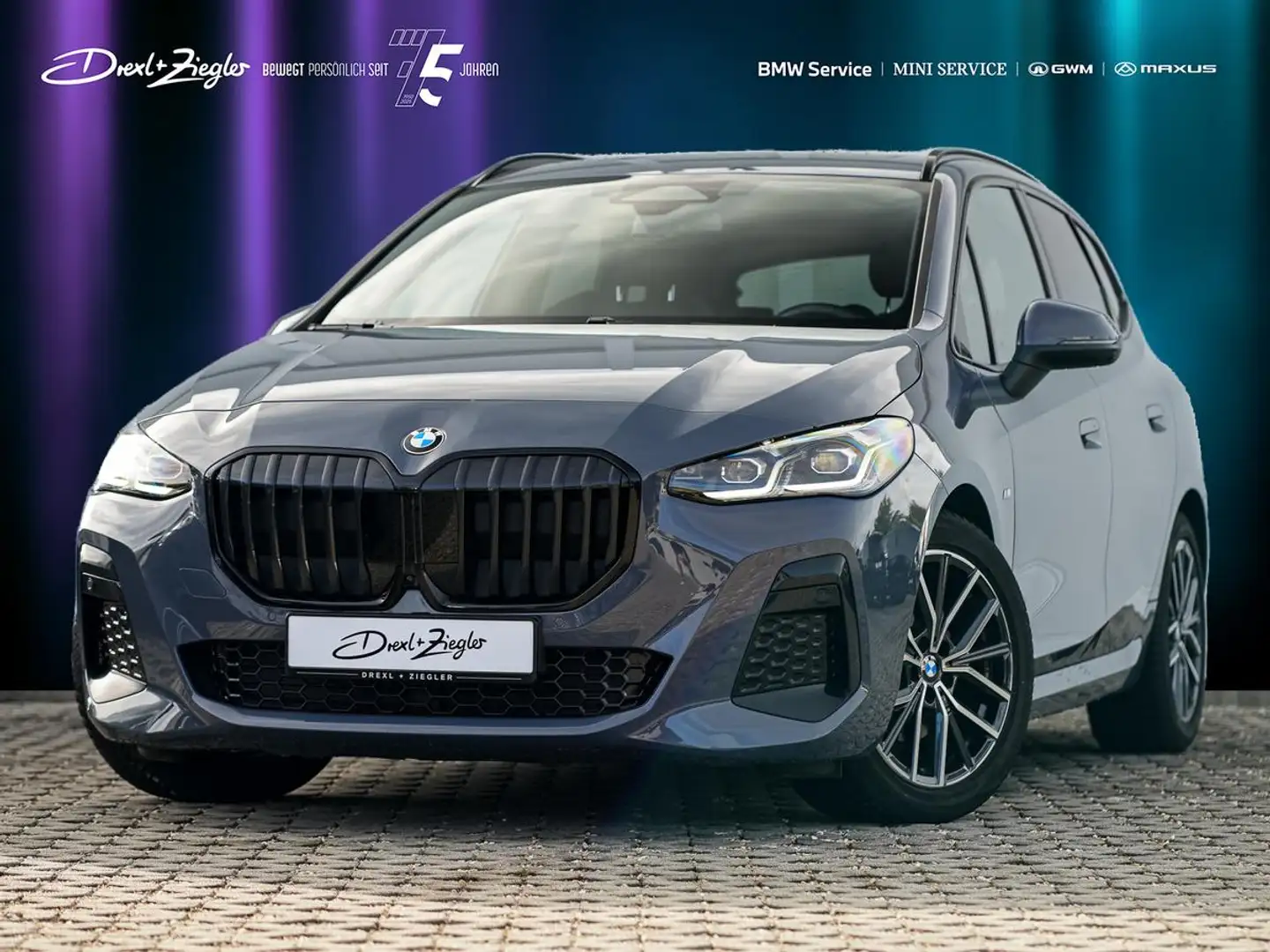 BMW 220 220d Active Tourer M-Sport AHK PANO HuD H&K 360° Grau - 1