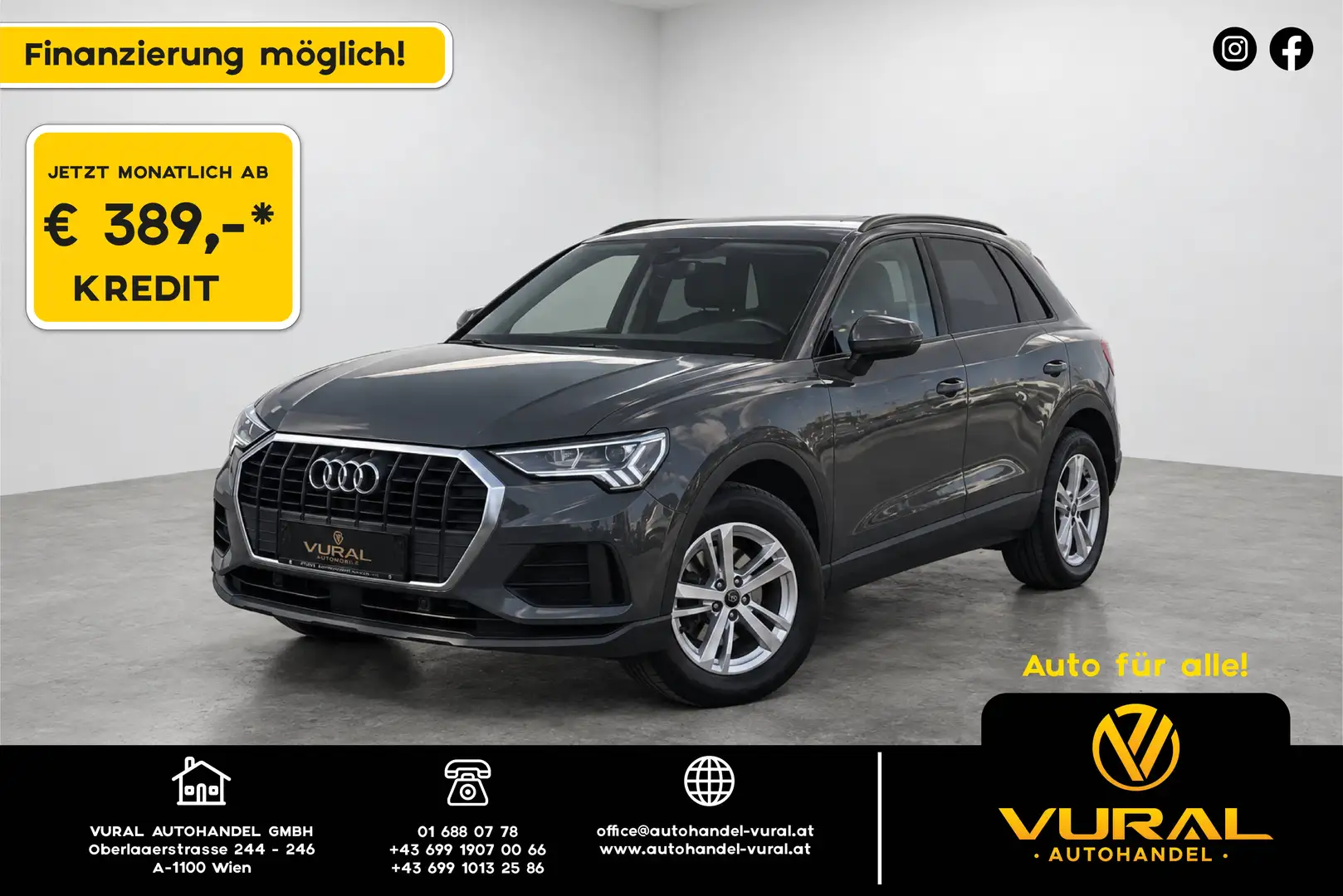 Audi Q3 35 TDI S-tronic | Matrix LED | Assistenz-Paket | Rückfahrkamera | Keyless | 1.Besitzer | Grau - 1