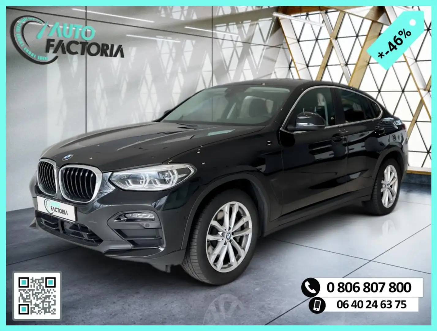 BMW X4 -46% 30I 252CV BVA8 4x4+T.PANO+GPS+CAM+LED+OPTIONS Noir - 1