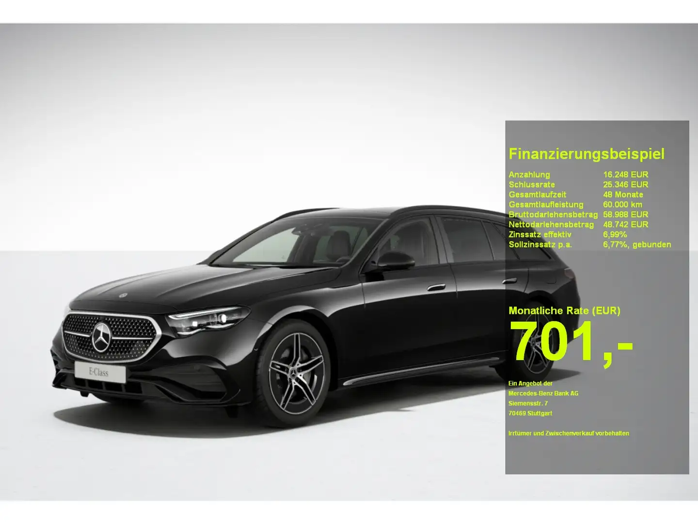 Mercedes-Benz E 300 de 4M T AMG HUD AHK Panorama Distr. 360° Schwarz - 1
