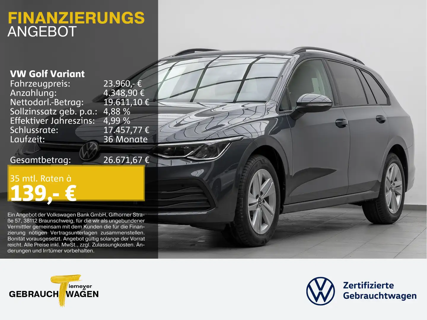 Volkswagen Golf Variant 2.0 TDI DSG LIFE NAVI LED SITZHZ Grau - 1