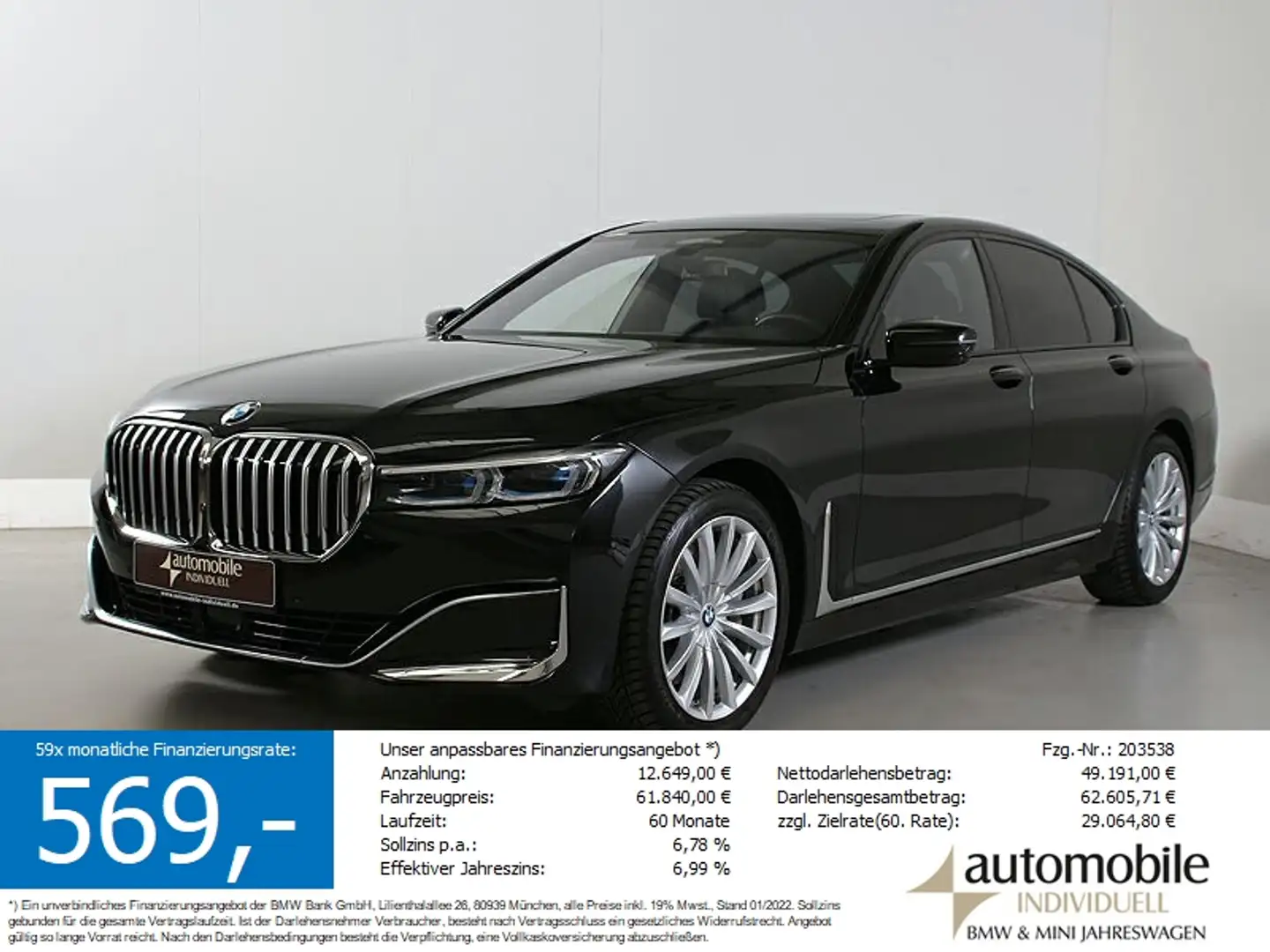 BMW 750 i xDr AHK Standh Laser TV ACC HuD LiveCockpit Nero - 1
