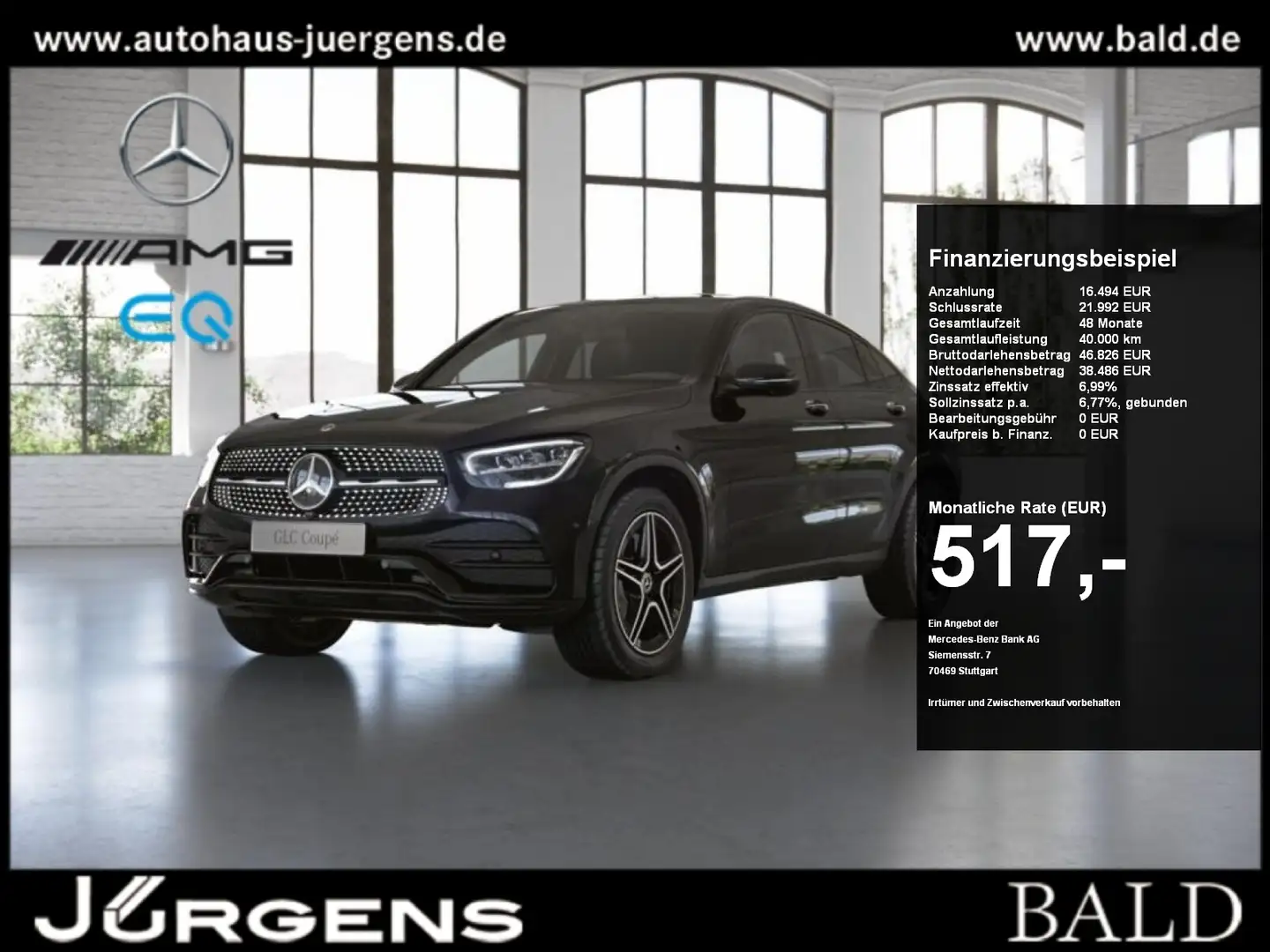 Mercedes-Benz GLC 220 d 4M Coupé AMG/Wide/LED/AHK/360/Night/19 Nero - 1