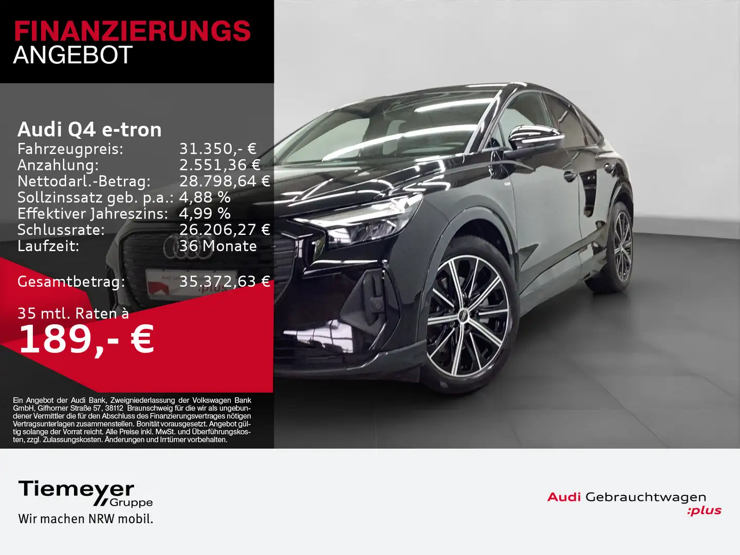Audi Q4 e-tron Sportback 40 2x S LINE LEDER LM20 SONO Schwarz - 1