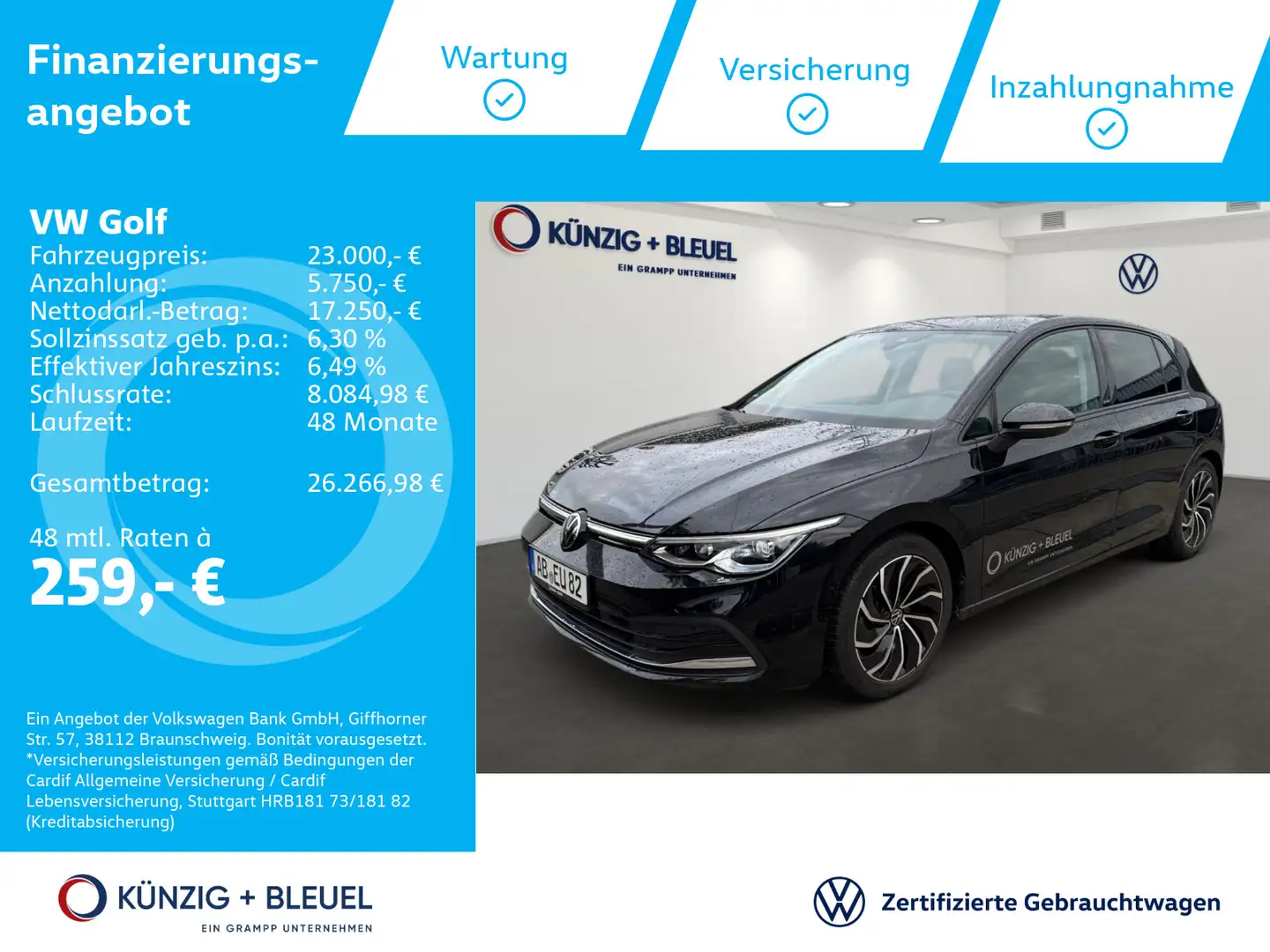 Volkswagen Golf VIII 1.5 TSI AHK*LED*NAV*SHZ*PDC*ACC*KAM Schwarz - 1