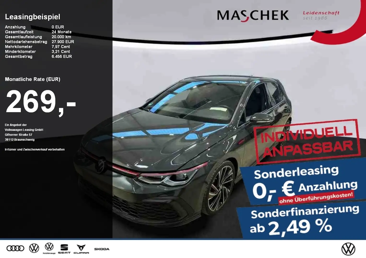 Volkswagen Golf GTI 2.0 TSI Sonderleasing AHK Matrix Harman ACC Grau - 1