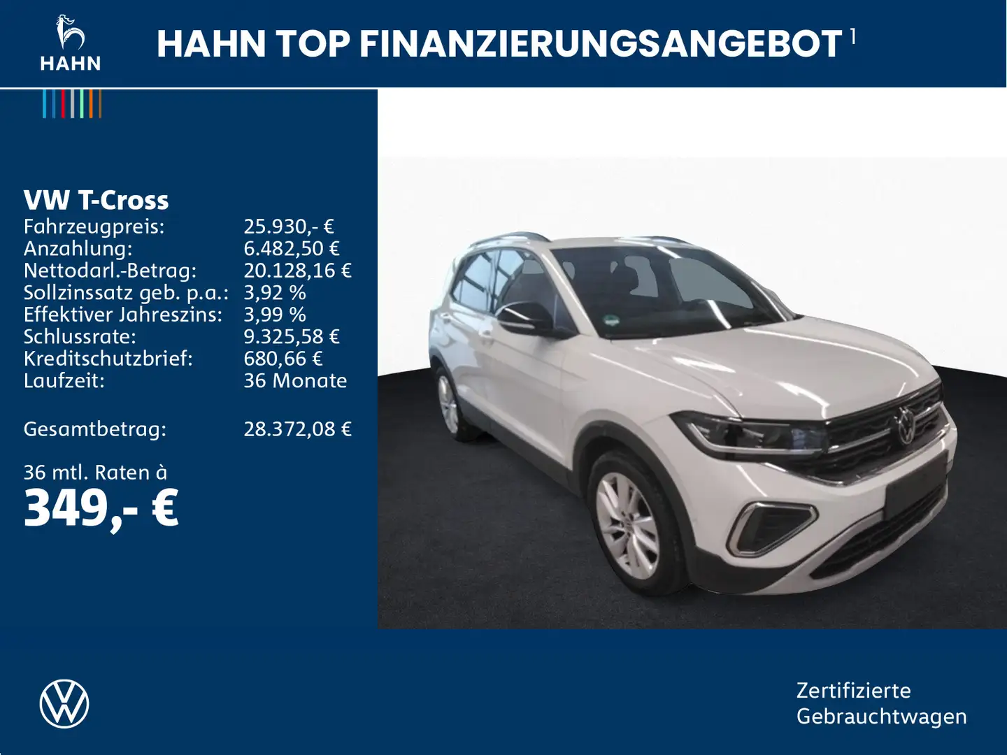 Volkswagen T-Cross 1.0TSI DSG Goal ACC Cam Matrix Navi SHZ Weiß - 2