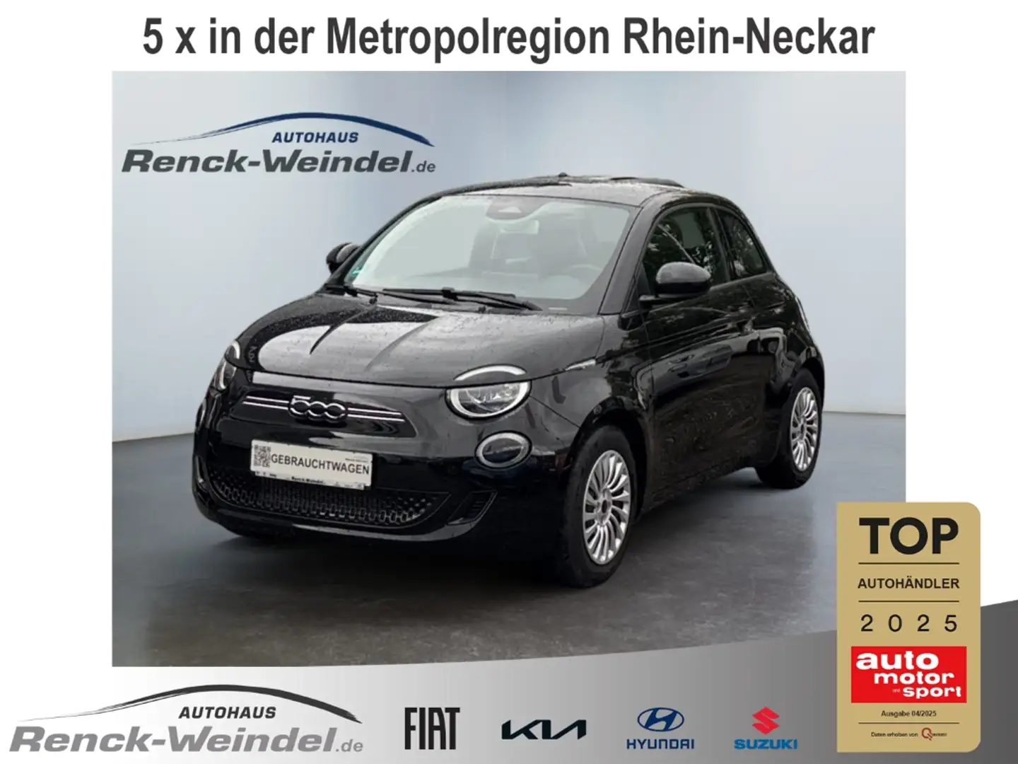 Fiat 500e Basis 42kWh Klimaautom Temp Apple CarPlay Android Schwarz - 1
