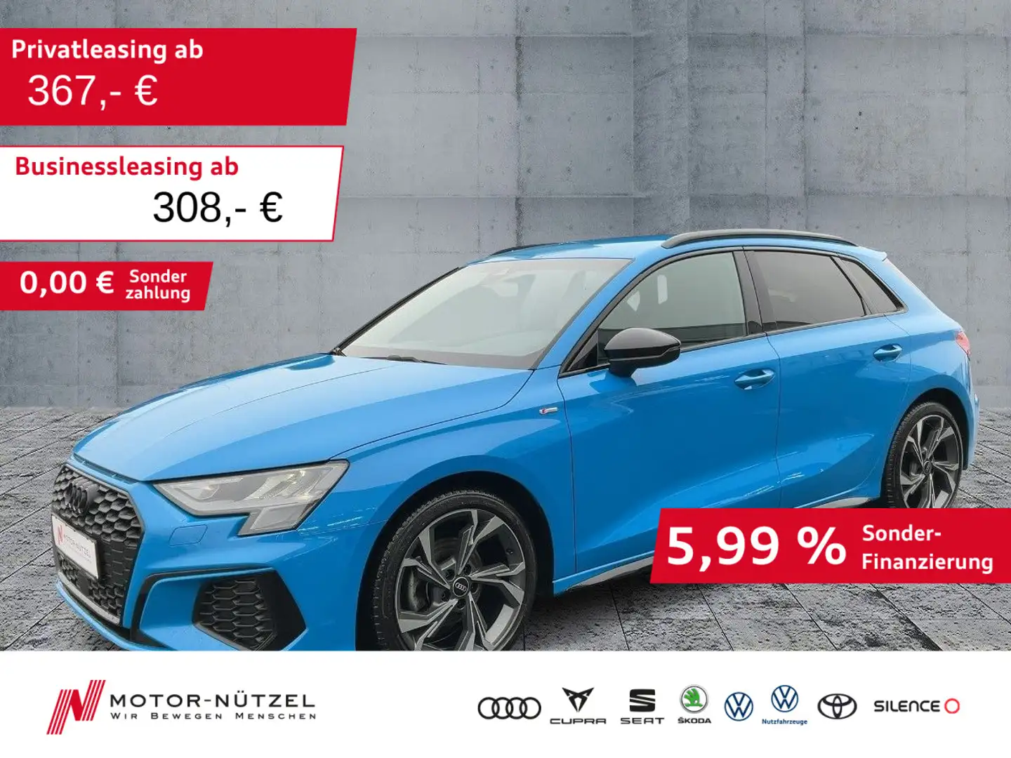 Audi A3 30 TDI S-TR S-LINE NAVI+PDC+ACC+AHK Blau - 1