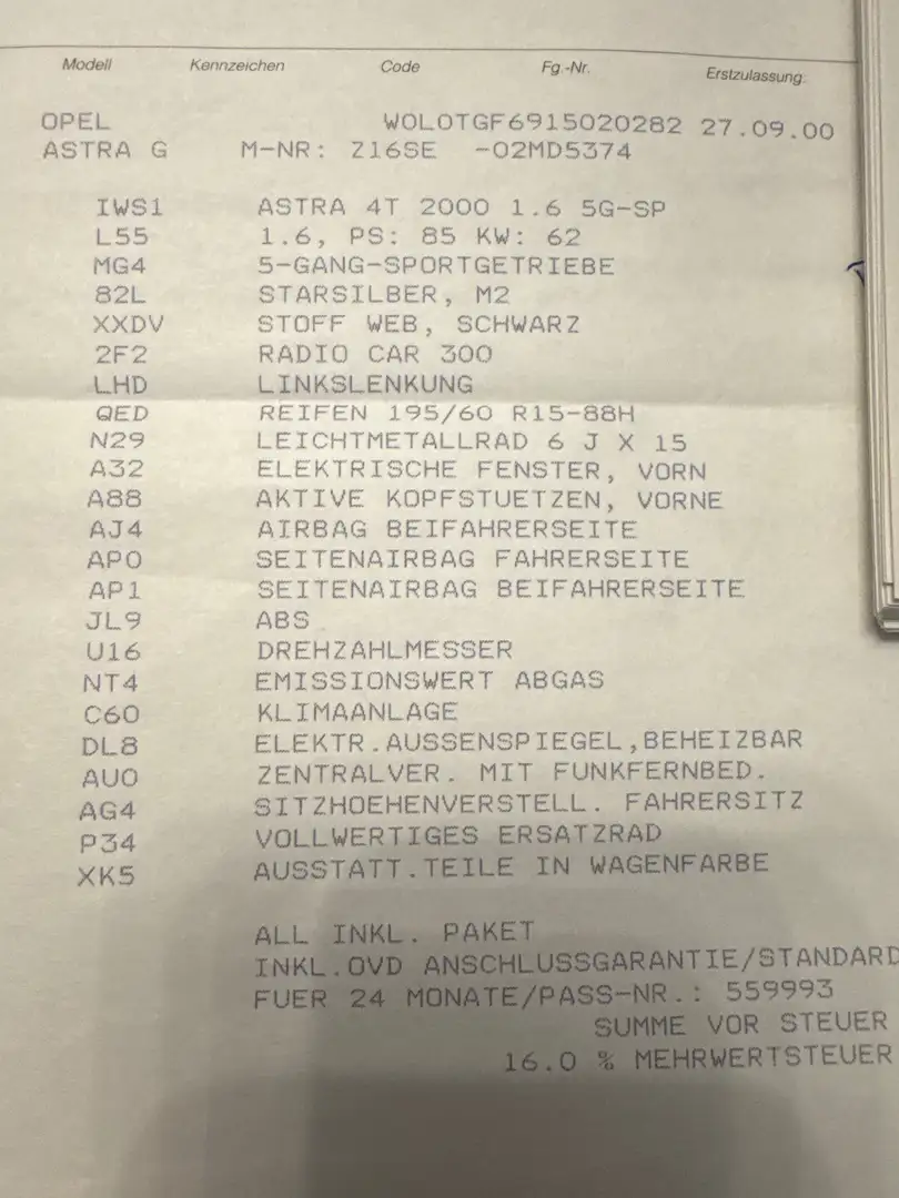 Opel Astra Astra 1.6 Edition 2000 Classic Szary - 2