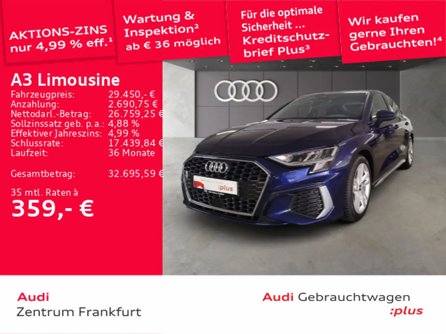 Audi A3 35 TDI S tronic S line LED ACC DAB Blau - 1