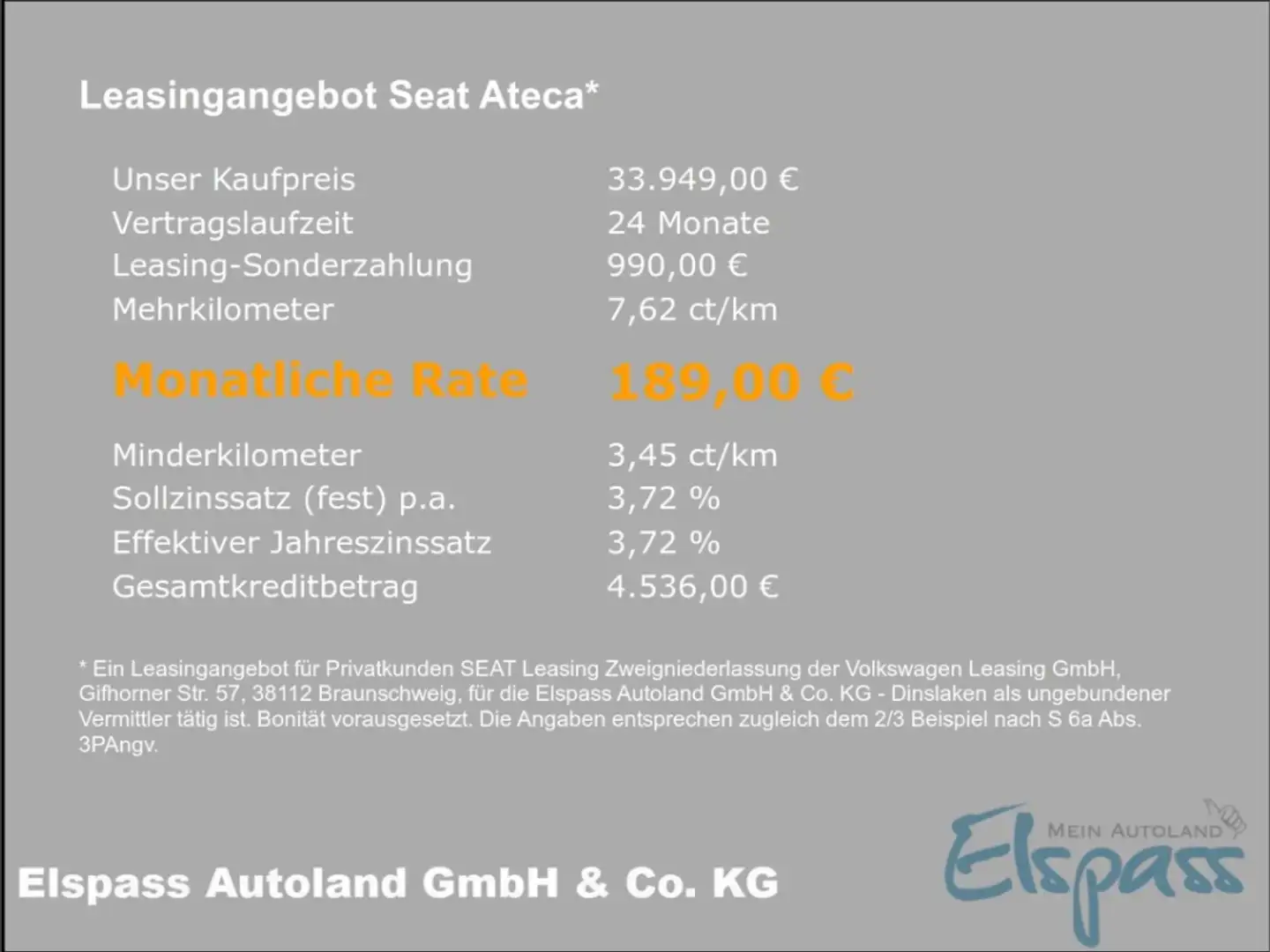 SEAT Ateca Xperience ab 189,-€ NAVI FSS BEH. SHZG EL.HECKKL B Czarny - 2