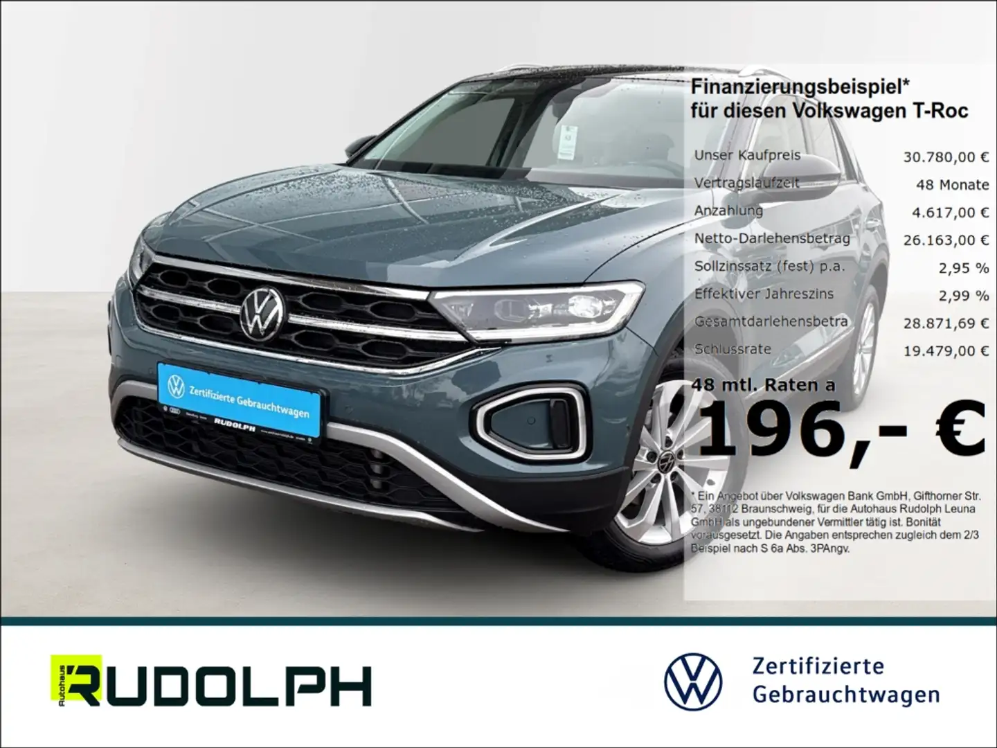 Volkswagen T-Roc Style 1.5 TSI DSG LED BT Navi ACC Fernlichtass. SH Blau - 1