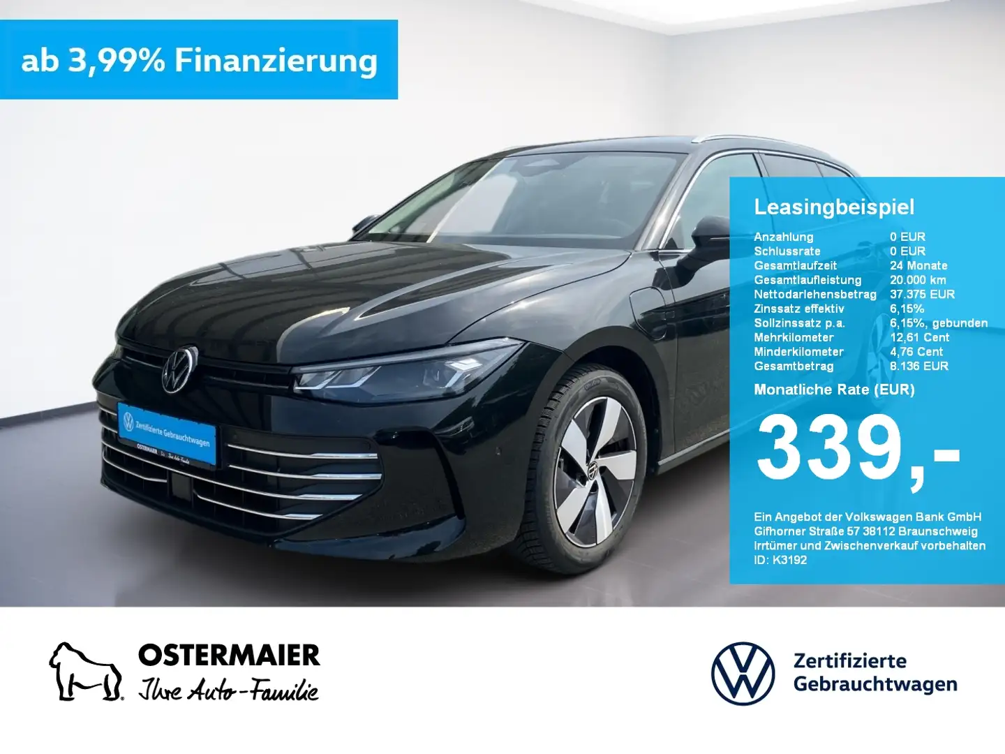 Volkswagen Passat Variant BUSINESS 1.5TSI 150PS DSG HYBRID NP.65T ACC.5J-G.A Schwarz - 1