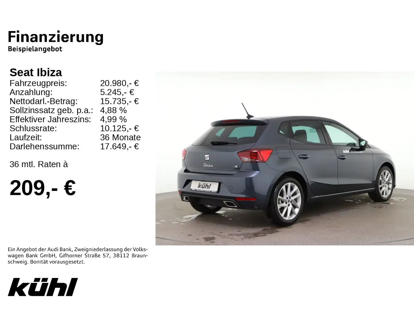 SEAT Ibiza 1.0 TSI FR LED Kamera App 17" Grau - 2