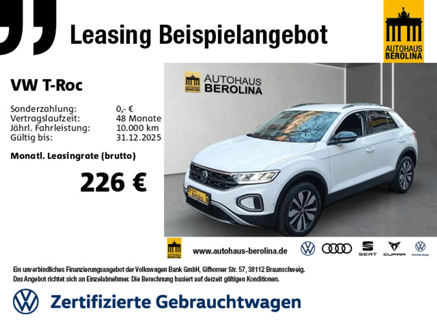 Volkswagen T-Roc 1.0 TSI Goal *ACC*NAV*SHZ*App-Connect* Weiß - 1