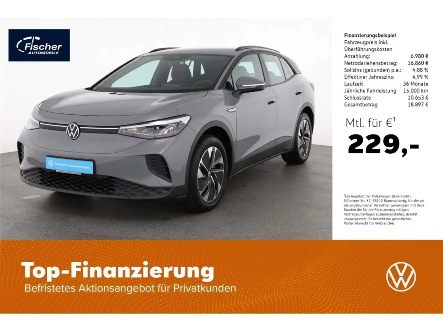 Volkswagen ID.4 Elektro Pure 52 kWh NAV/LED/ACC/PDC/DAB+ Grau - 1