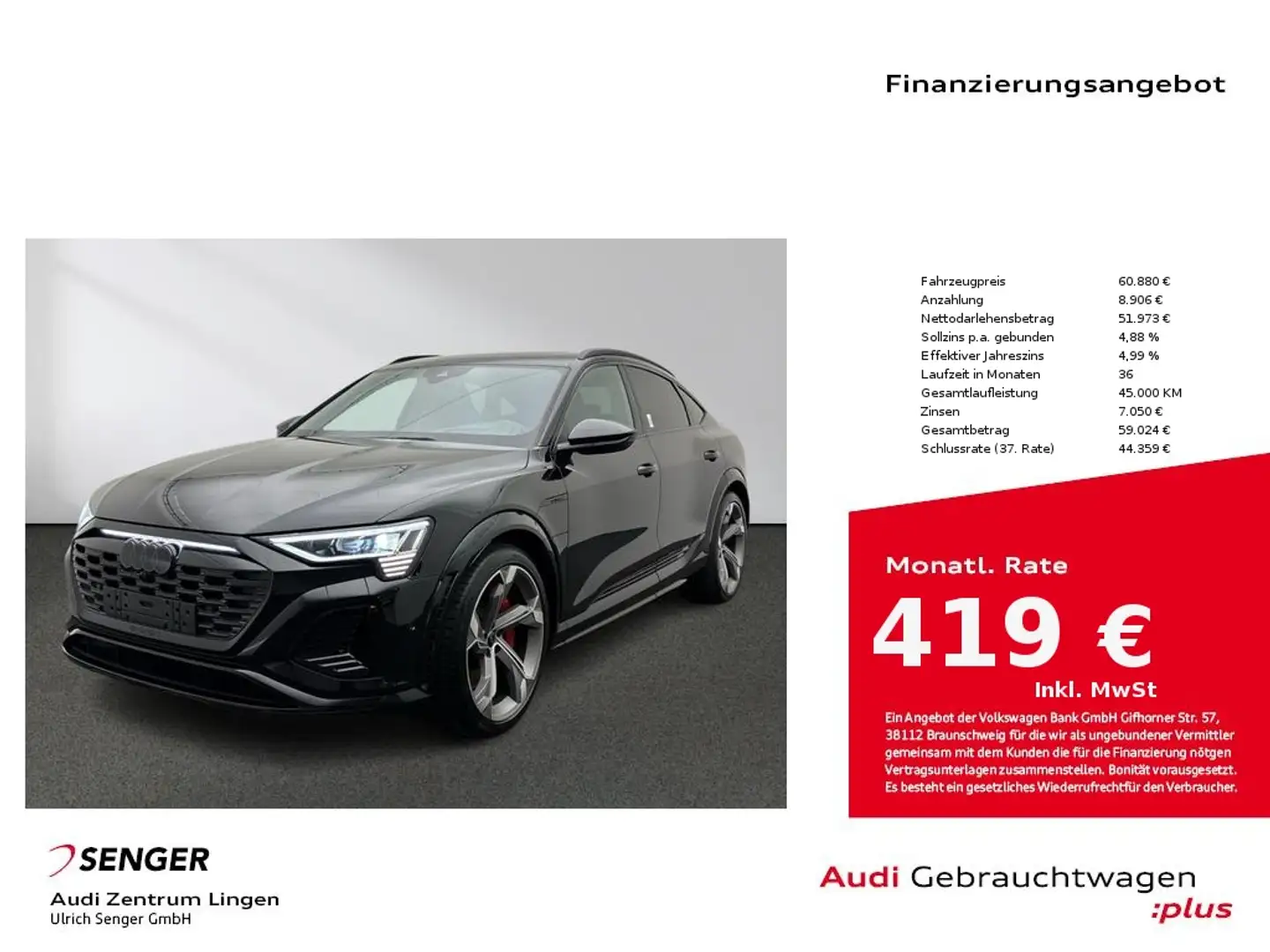 Audi SQ8 e-tron Sportb. quattro B&O ACC Panorama AHK Schwarz - 1