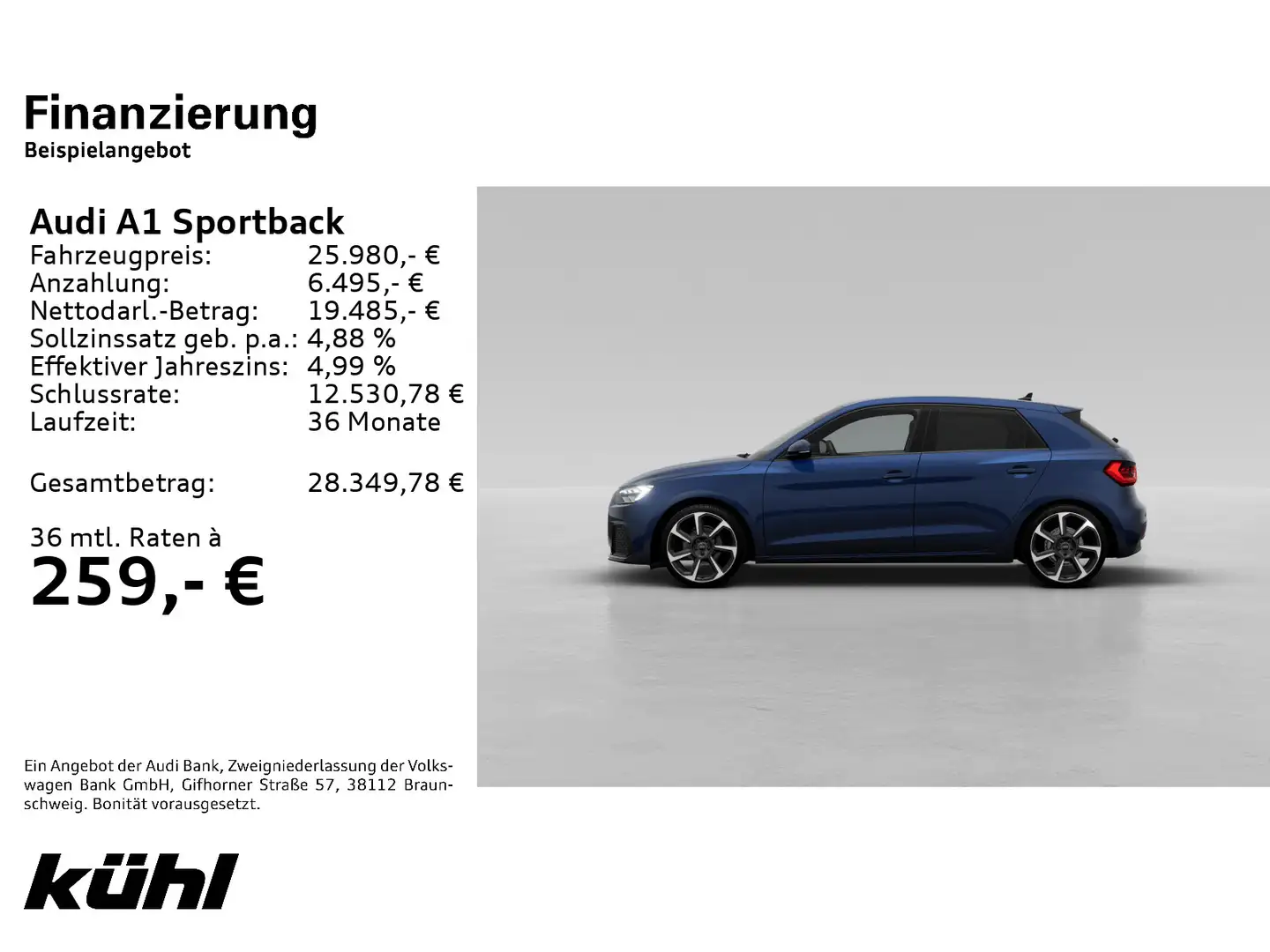 Audi A1 25 TFSI S tronic LED ACC SONOS Kame Blau - 2