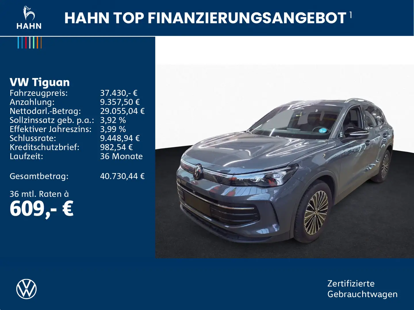 Volkswagen Tiguan 2.0TDI DSG Goal 360° AHK HuD Matrix Navi Grau - 2