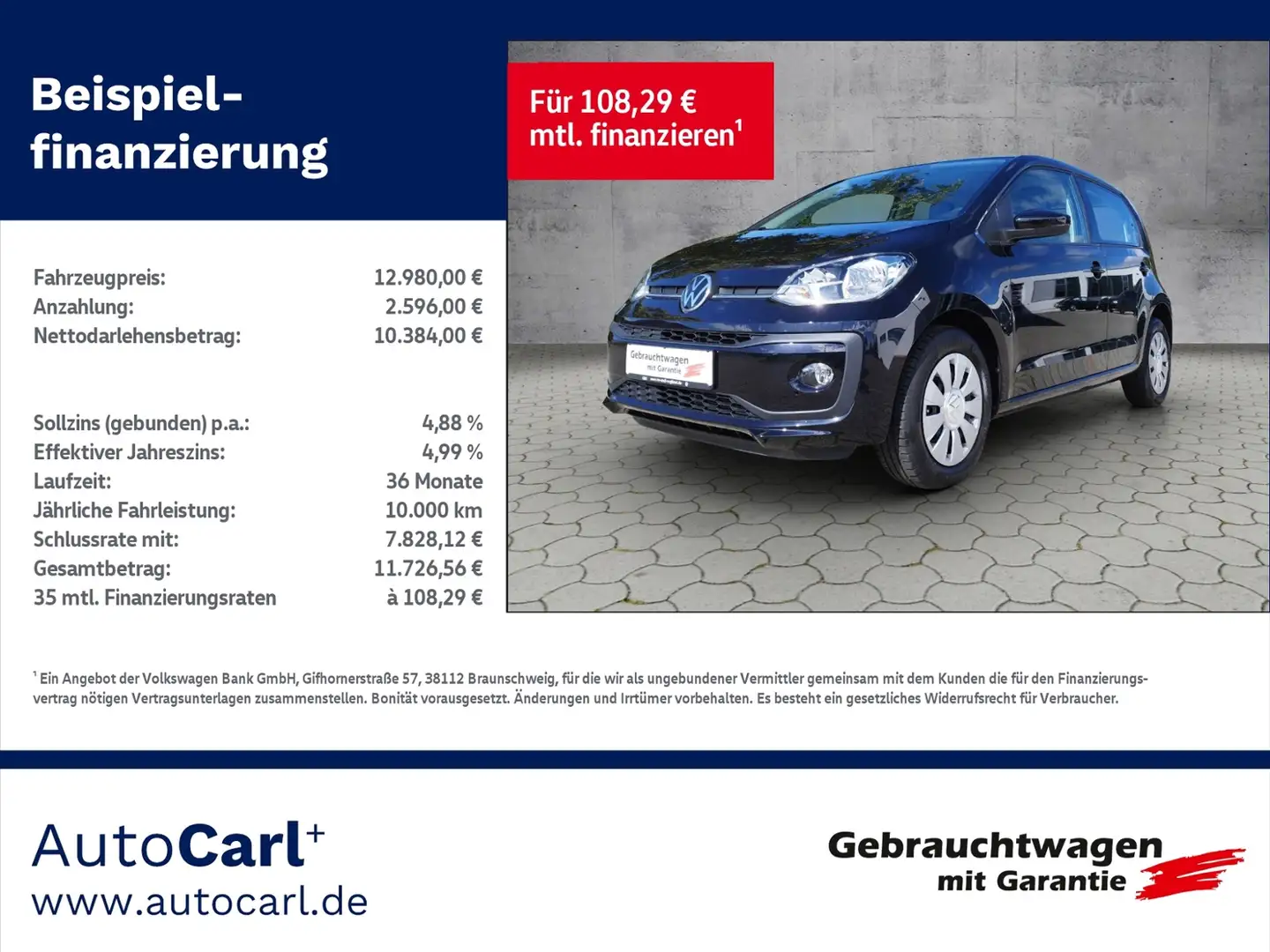 Volkswagen up! move 1.0 SHZ/TEL/USB/KLIMA Schwarz - 1