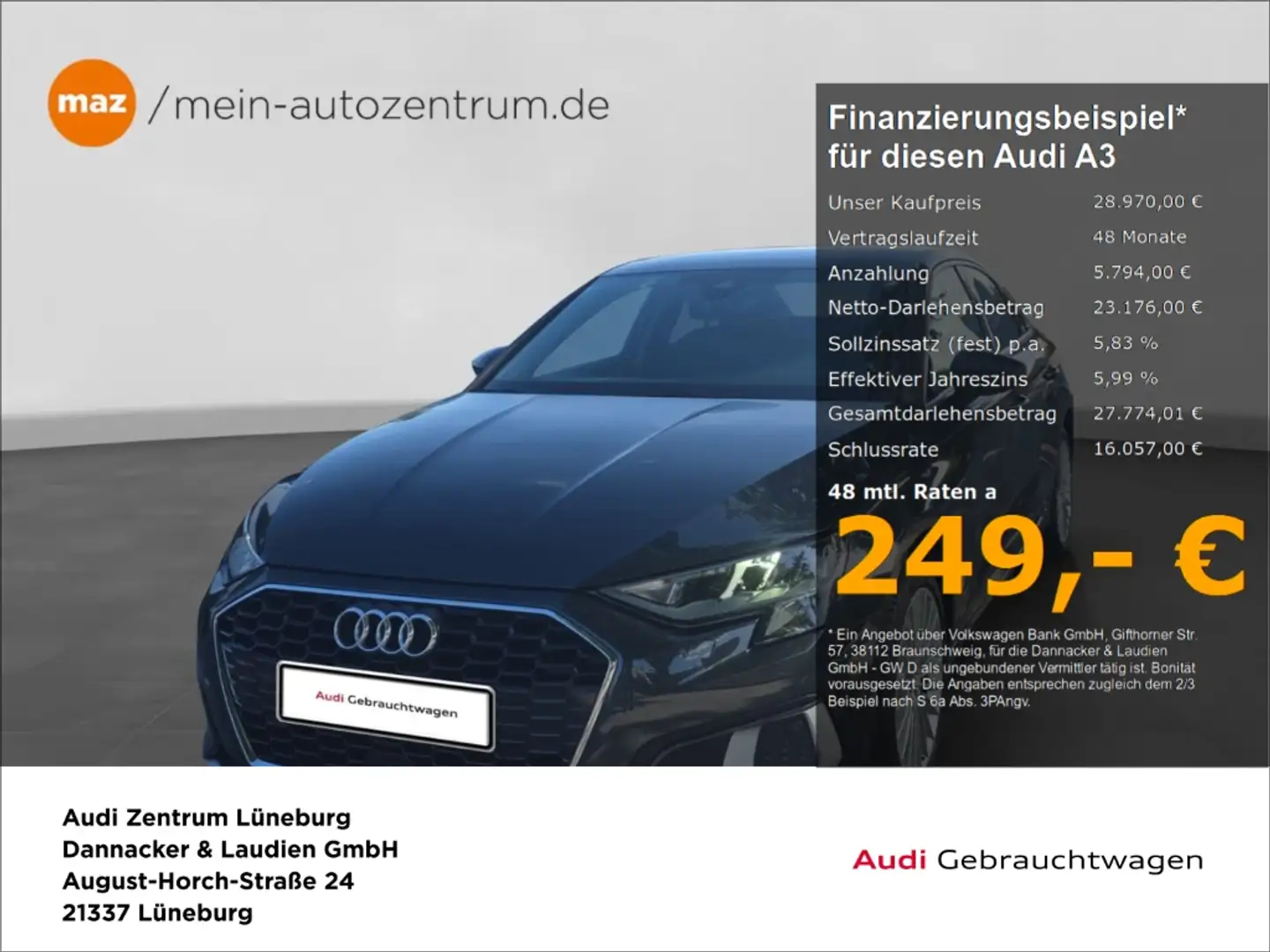 Audi A3 Lim. 35 1.5 TFSI advanced Alu LED Smartphone Inter Grau - 1
