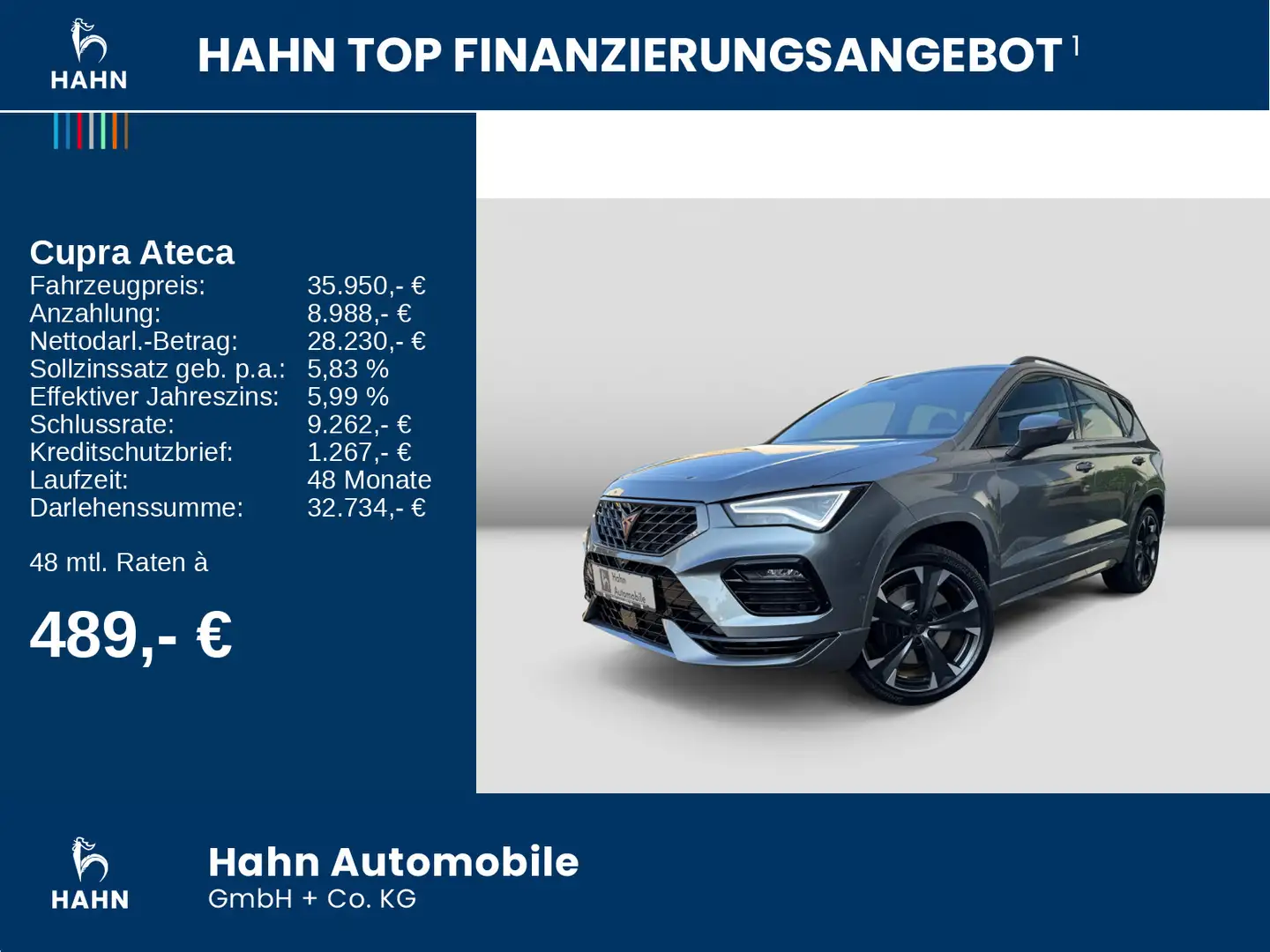 CUPRA Ateca 2.0TSI 4Drive DSG ACC AREA VIEW LED NAVI Grau - 2