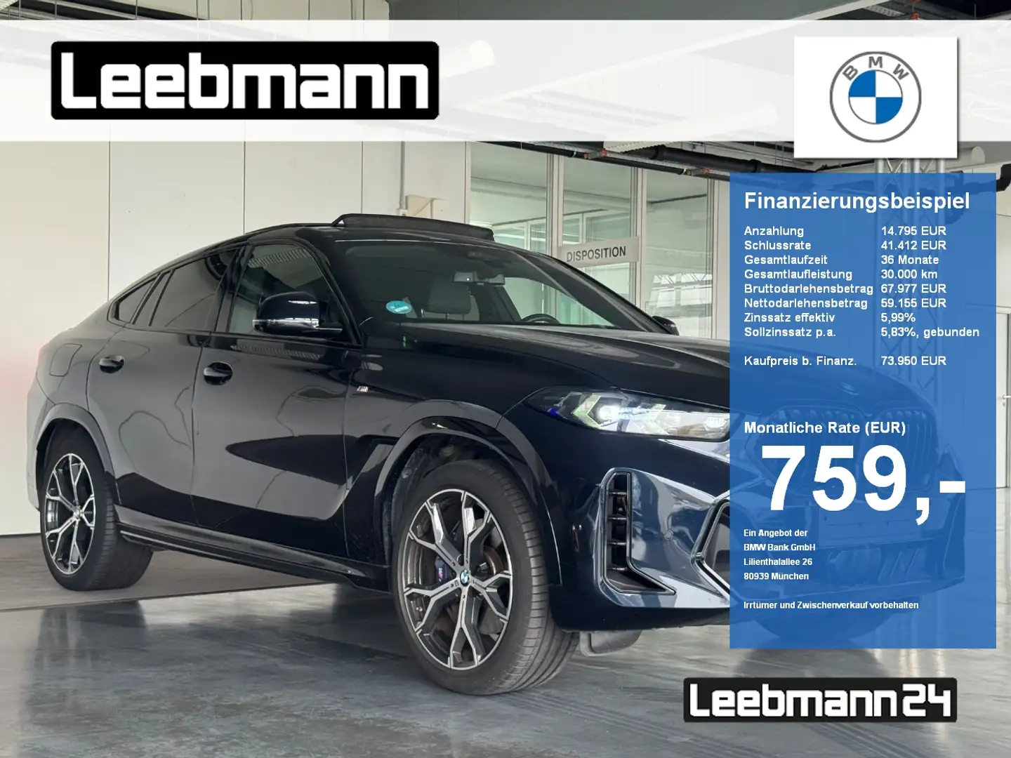BMW X6 xDrive30d M-Sport-Pro HK/HUD GARANTIE-11/2028 Schwarz - 1