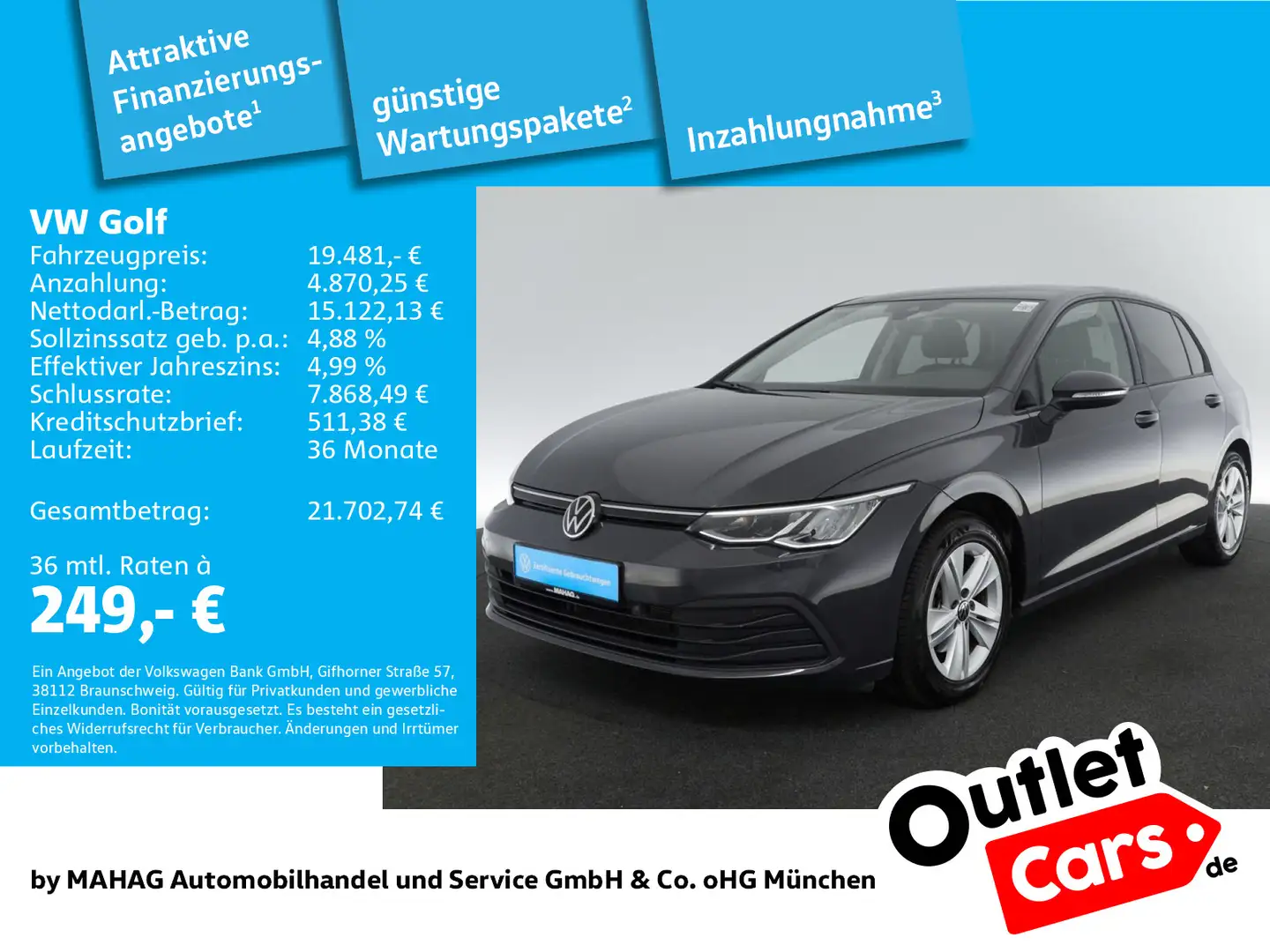 Volkswagen Golf VIII 1.0 TSI LIFE Navi Kamera LED 6-Gang Grau - 1