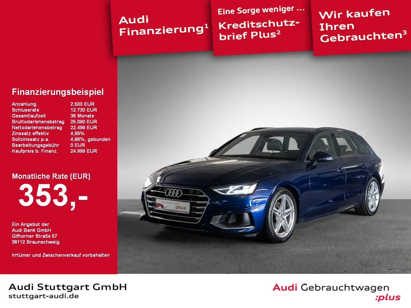 Audi A4 Avant 35 TFSI advanced S line Keyless Kamera Blauw - 1