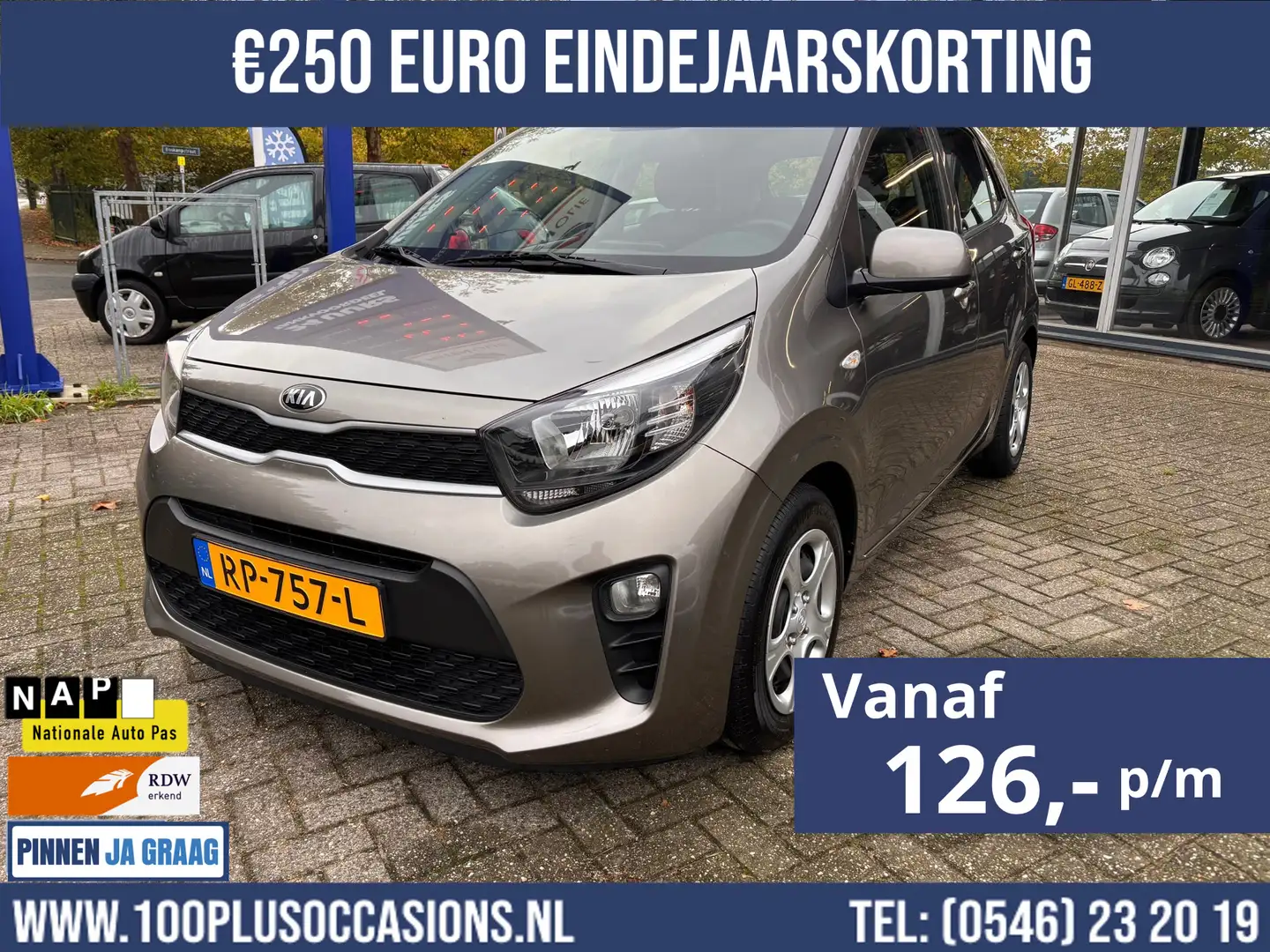 Kia Picanto 1.0 CVVT EconomyPlusLine|APK 28-01-2027!! |90.215 Grijs - 1