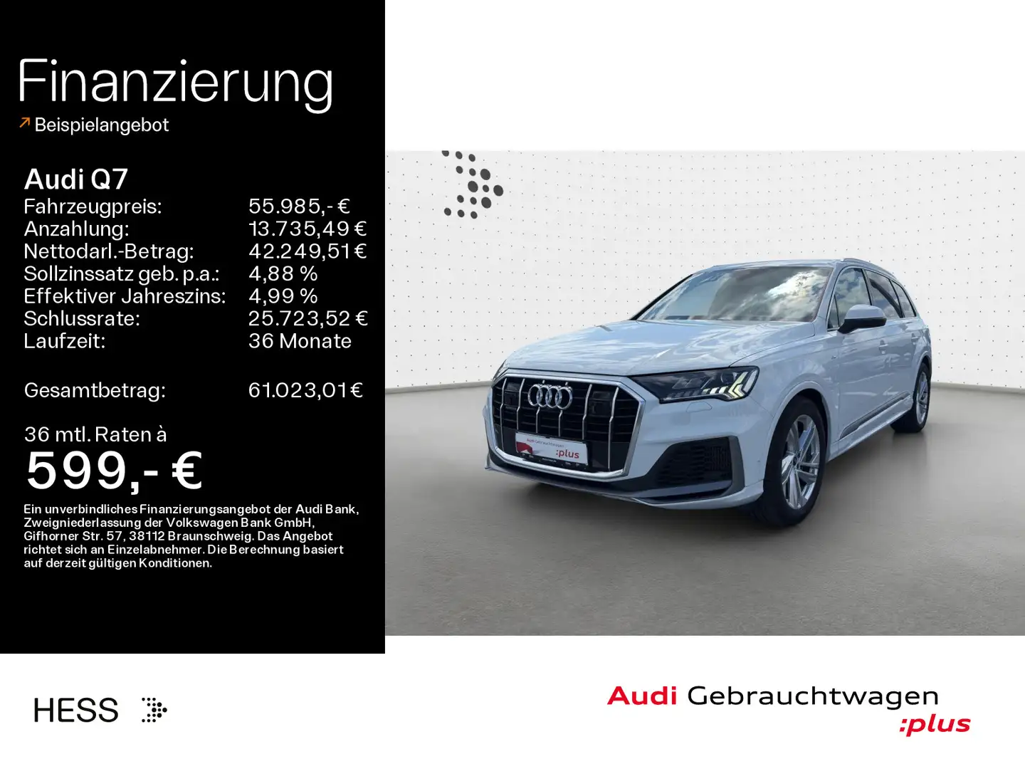 Audi Q7 55 TFSIe quattro S-LINE*MATRIX*VIRTUAL*ACC*NA Weiß - 1