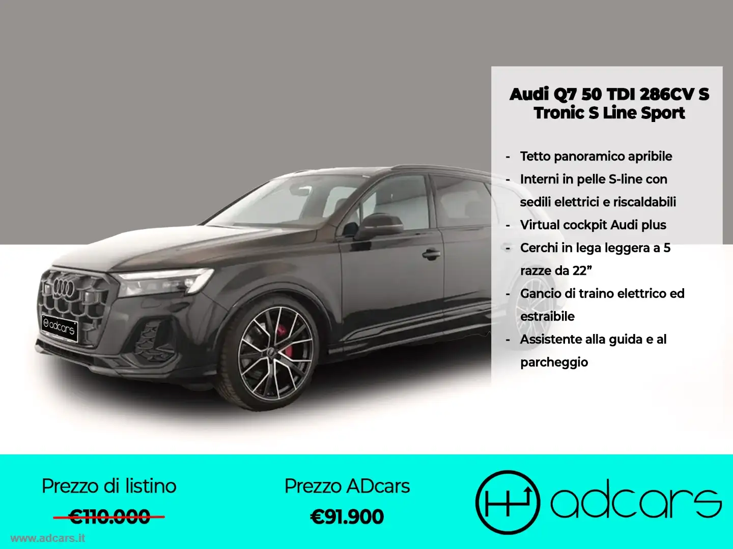 Audi Q7 50 TDI quattro 286CV S Tronic S Line Sport TETTO P Nero - 1