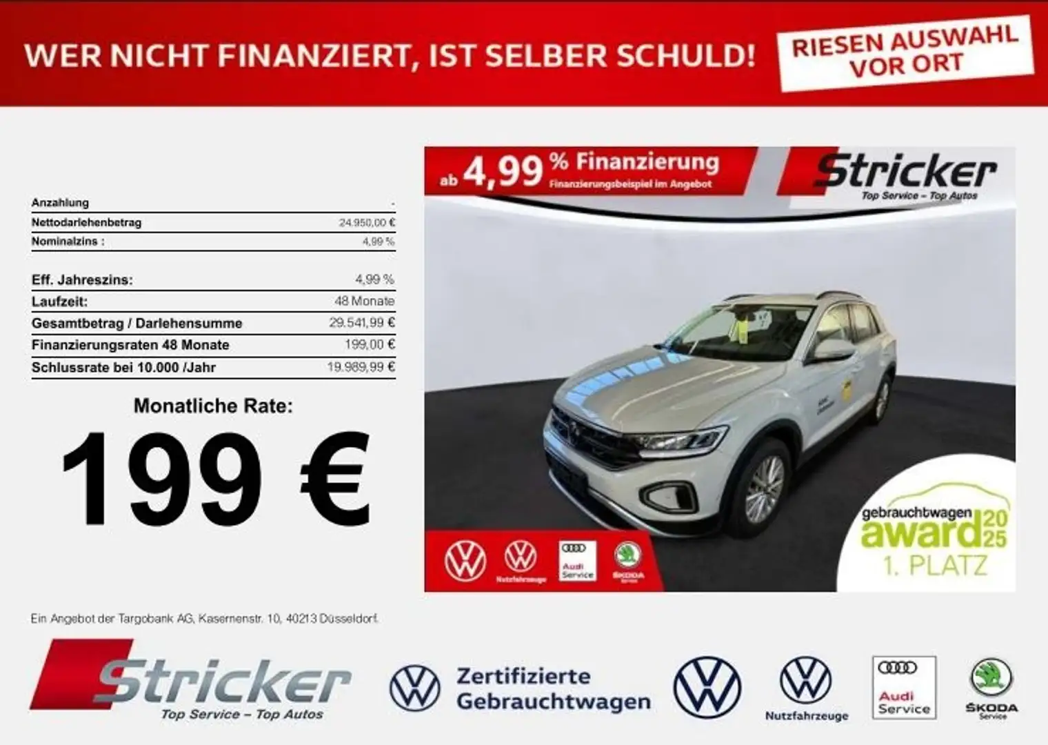 Volkswagen T-Roc Life 1.5TSI DSG 199,-ohne Anzahlung Navi AHK Sitz Grau - 2