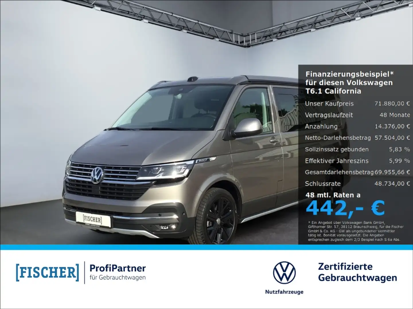 Volkswagen T6.1 California Ocean 2.0 TDI DSG Markise StdHZG Navi LED Beige - 1