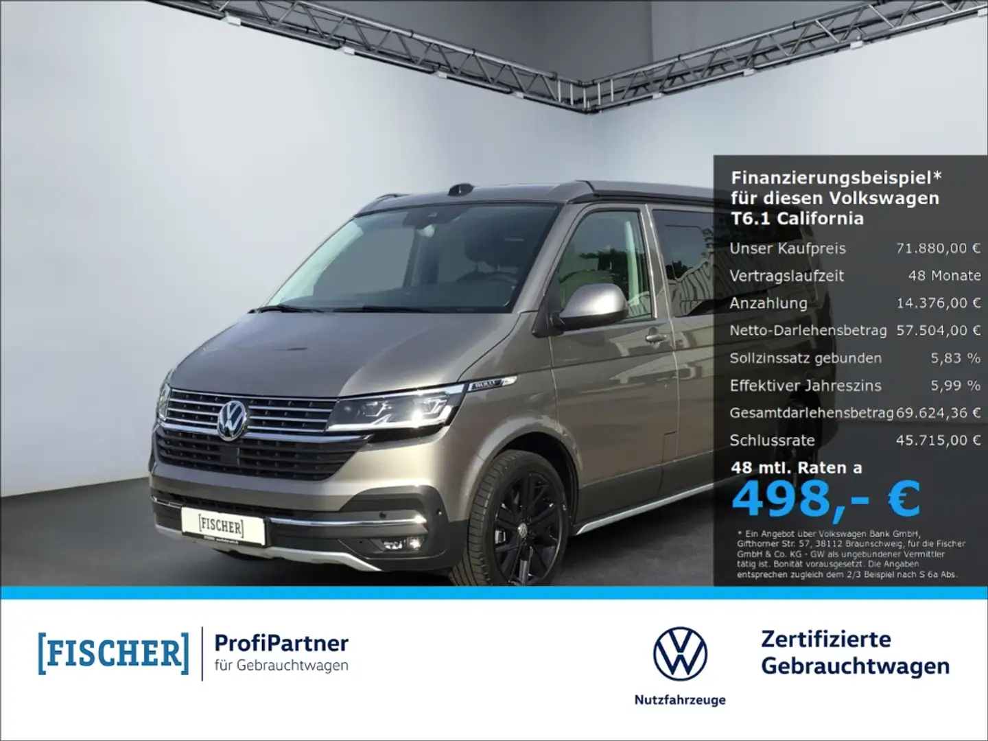 Volkswagen T6.1 California Ocean 2.0 TDI DSG Markise StdHZG Navi LED Beige - 1
