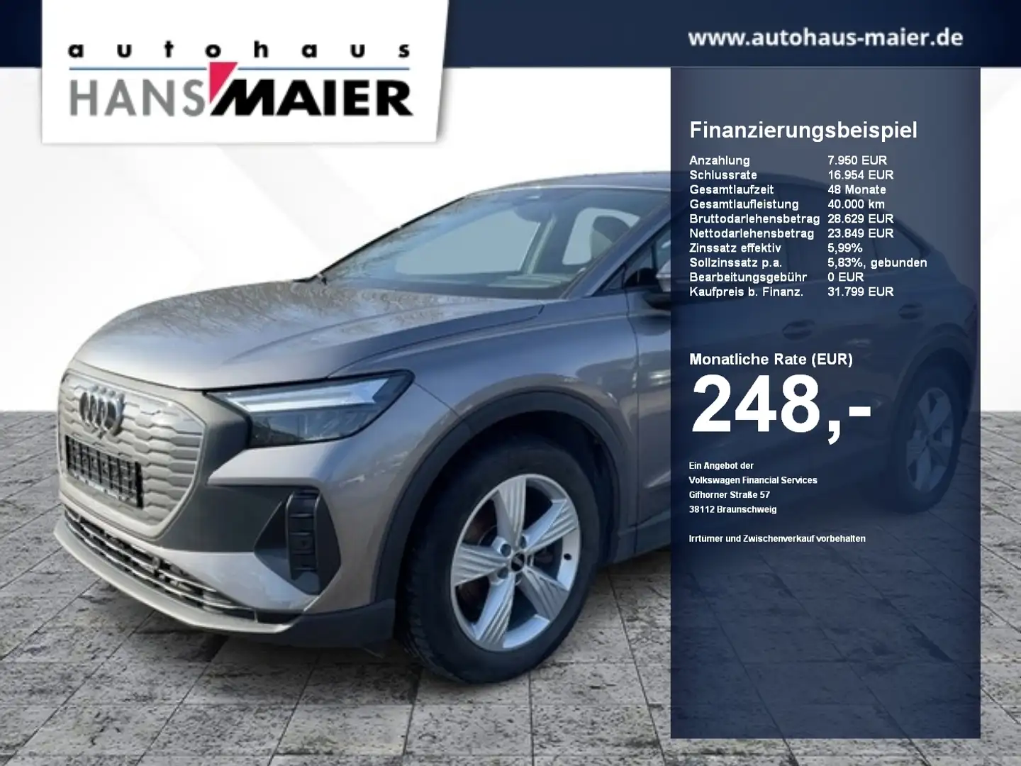 Audi Q4 e-tron Sportback Basis Navi Pano Kam Navi+ VC Grau - 1