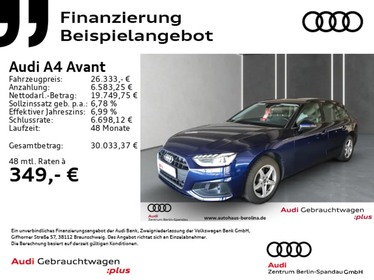 Audi A4 35 TFSI S tronic *MATRIX*360°*Virt.C+* Blau - 1