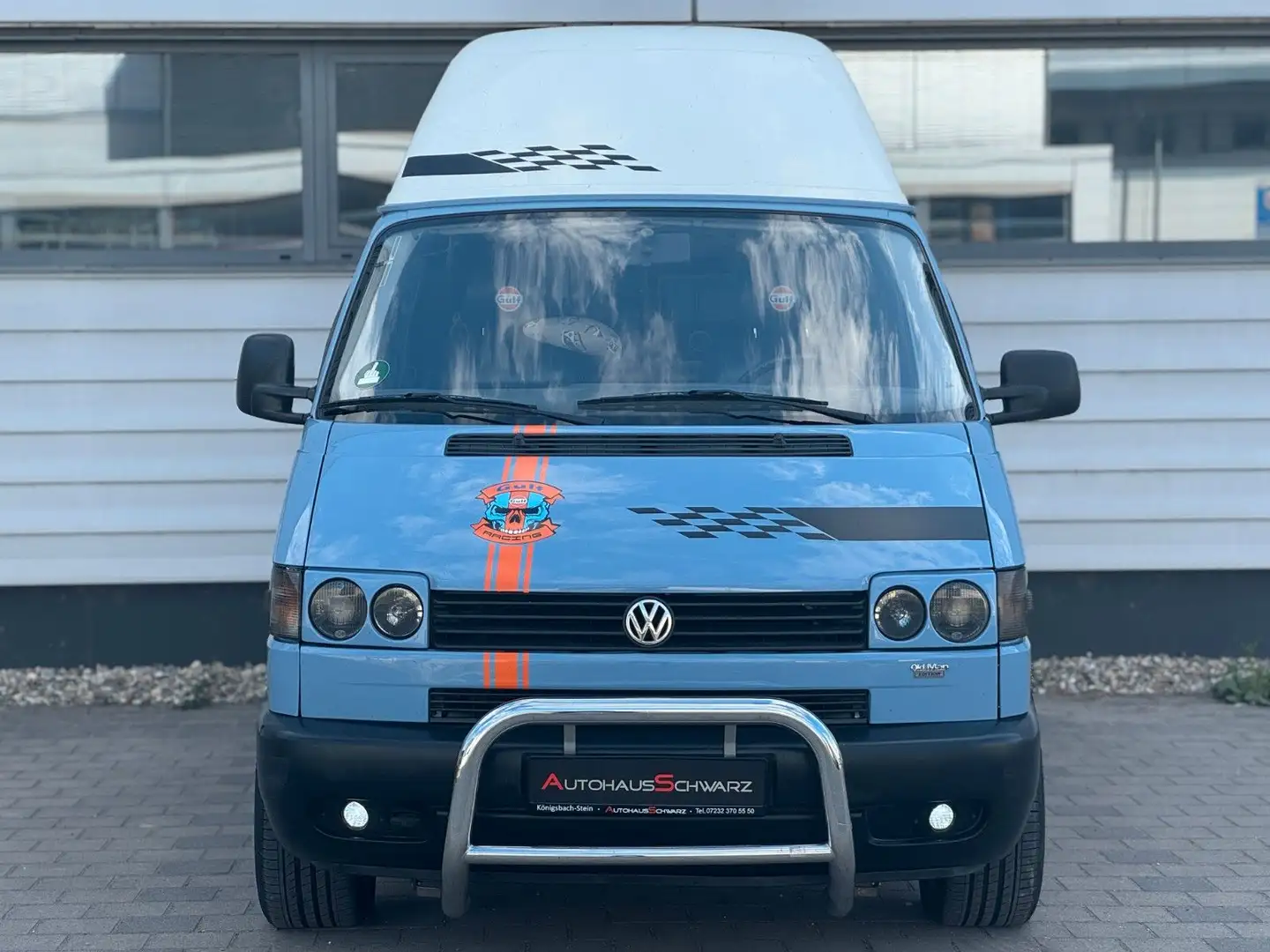 Volkswagen T4 2.4d WoMo AHK Alu Leder Rampe Hoch+Lang Blau - 2