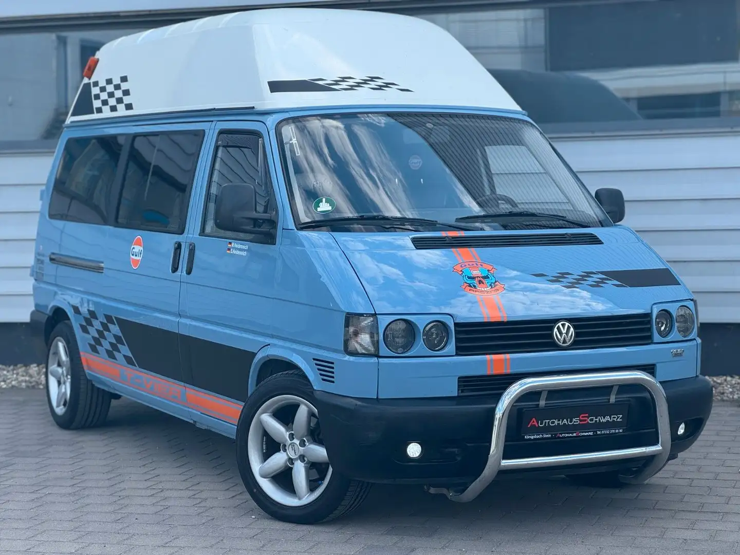 Volkswagen T4 2.4d WoMo AHK Alu Leder Rampe Hoch+Lang Blau - 1