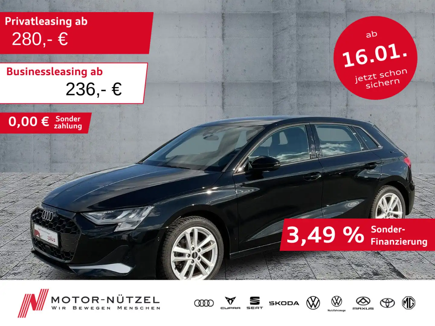 Audi A3 35 TFSI ADVANCED LED+NAVI+ACC+AHK Schwarz - 1