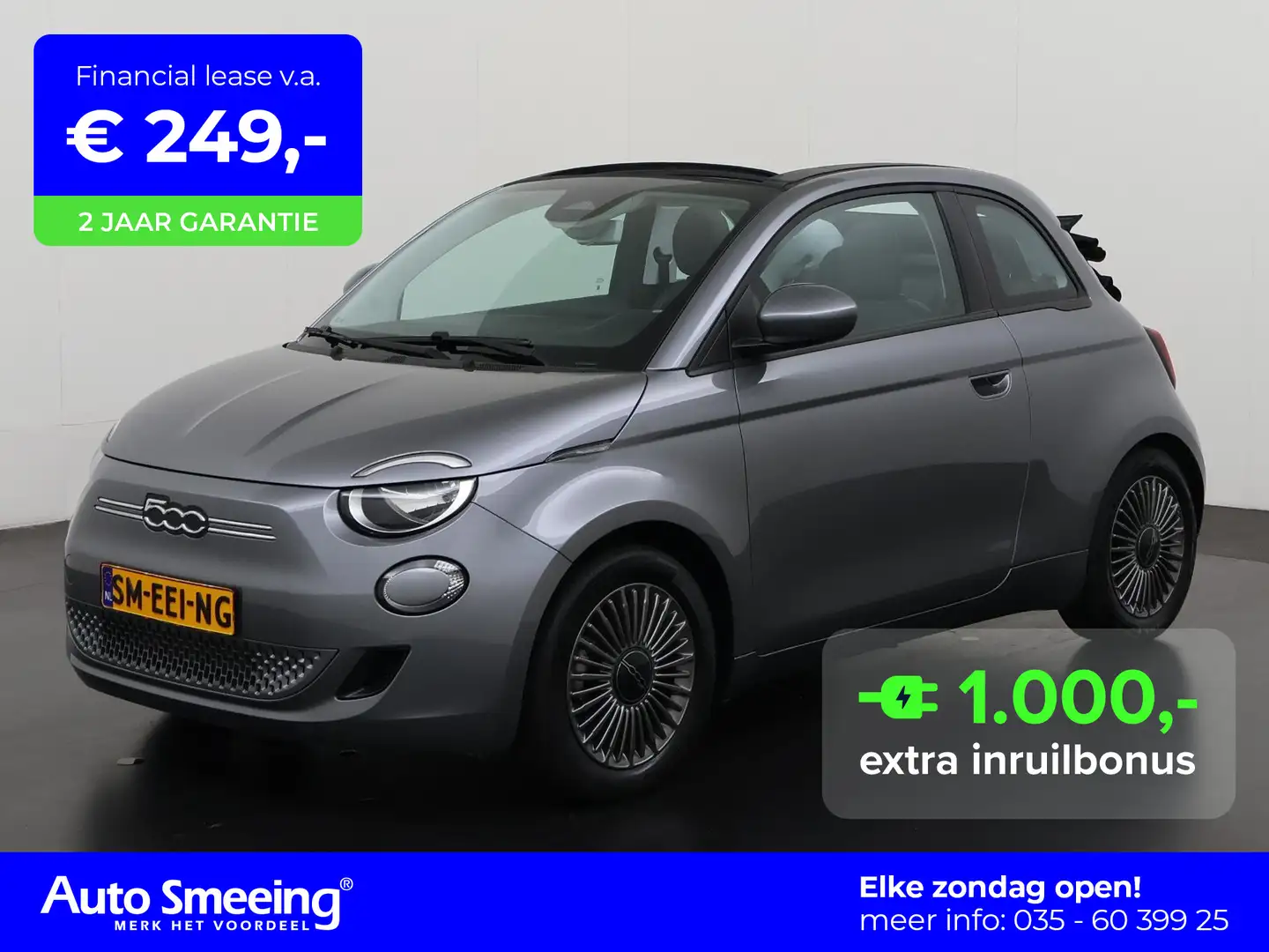 Fiat 500e Cabrio Icon 42 kWh | Navigatie | Apple Carplay | P Grijs - 1