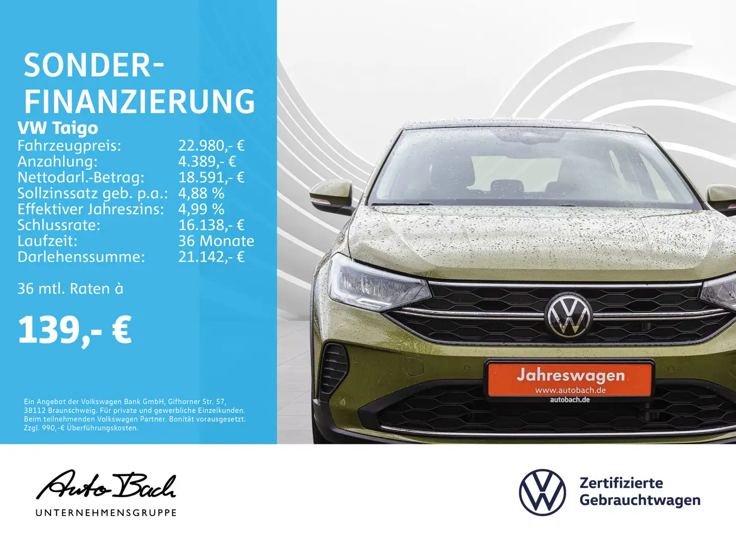Volkswagen Taigo 1.0 TSI "Life" Navi LED Digital Cockpit Pa Grün - 2