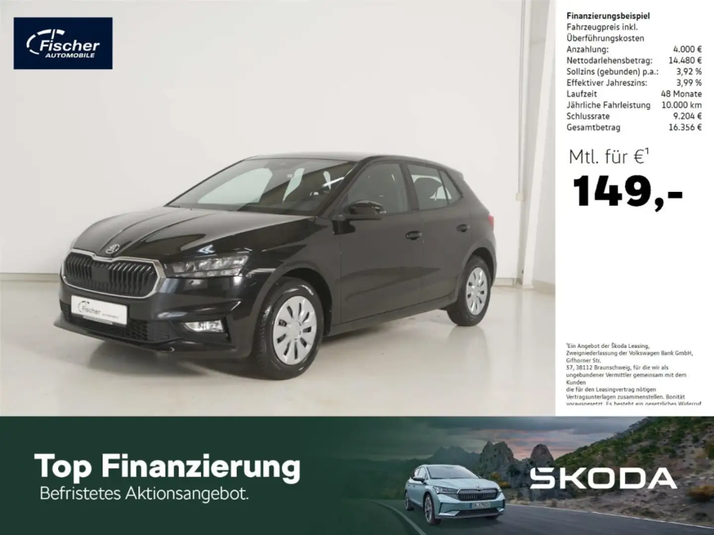 Skoda Fabia 1.0 TSI Selection 5-Gang LED/ACC/PDC/SH Schwarz - 1