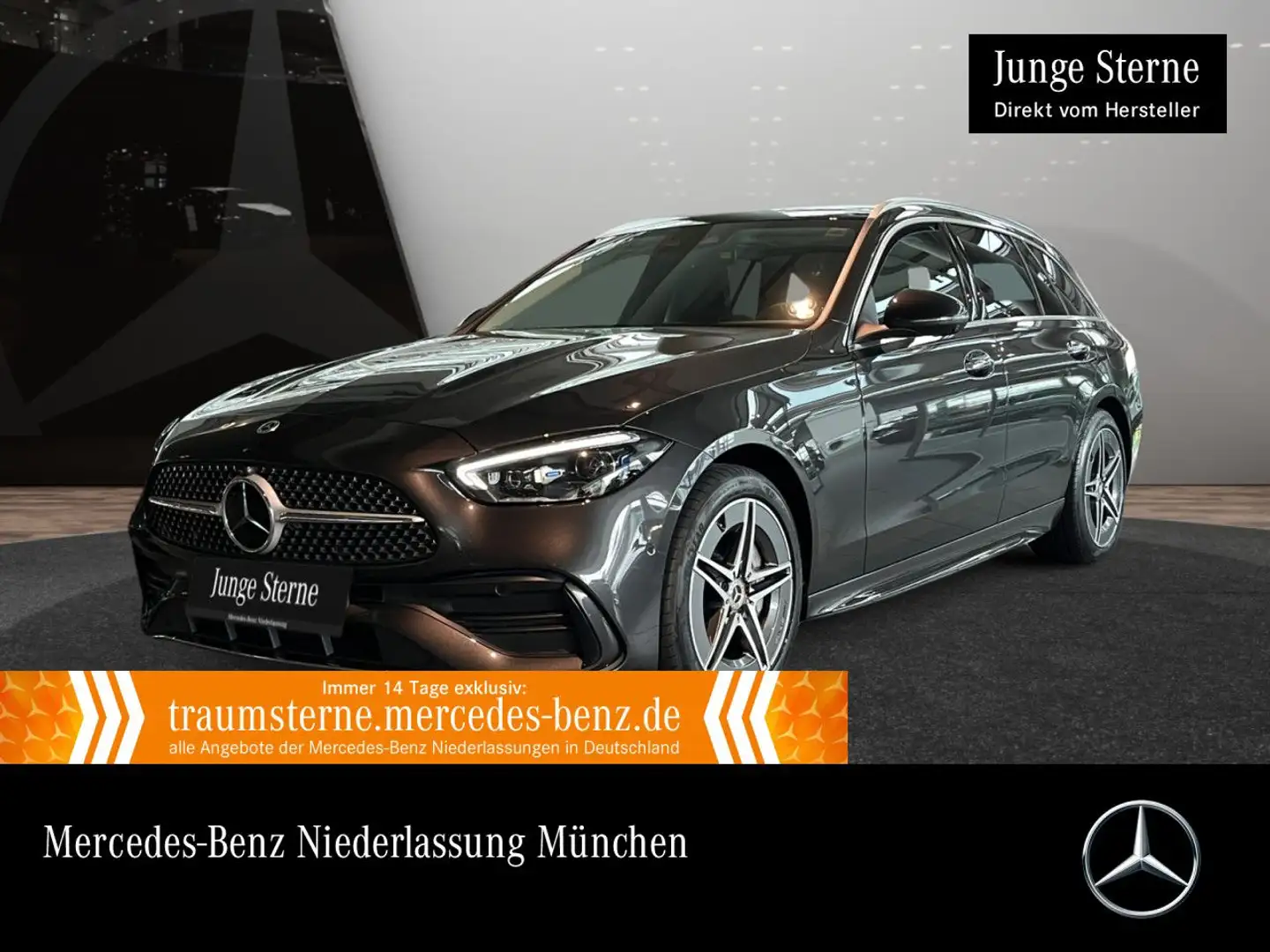 Mercedes-Benz C 300 de T 4M AMG+PANO+360+KEYLESS+9G Grau - 1